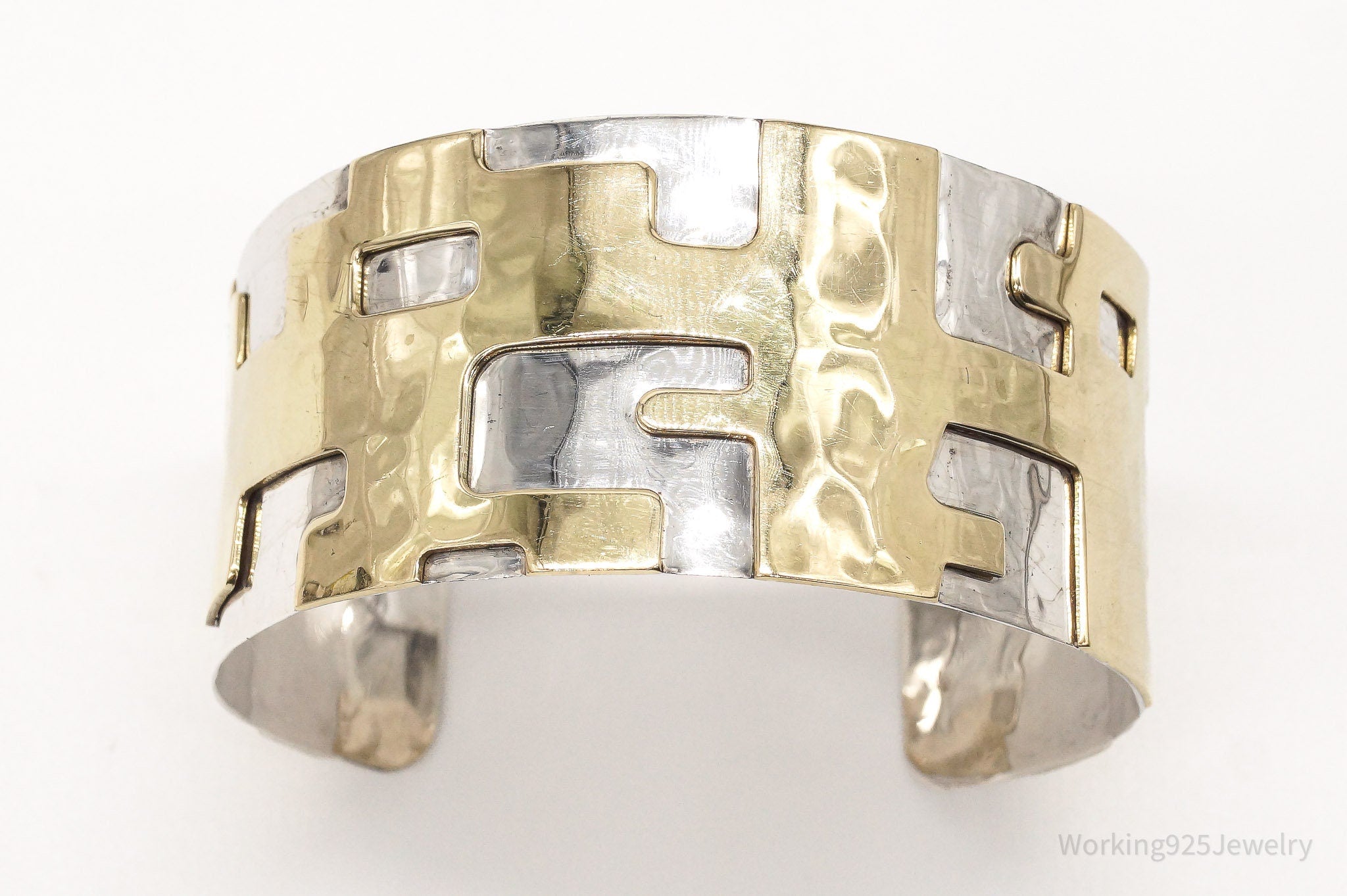 VTG Designer Robert Lee Morris Modernist Brass Sterling Silver Bracelet