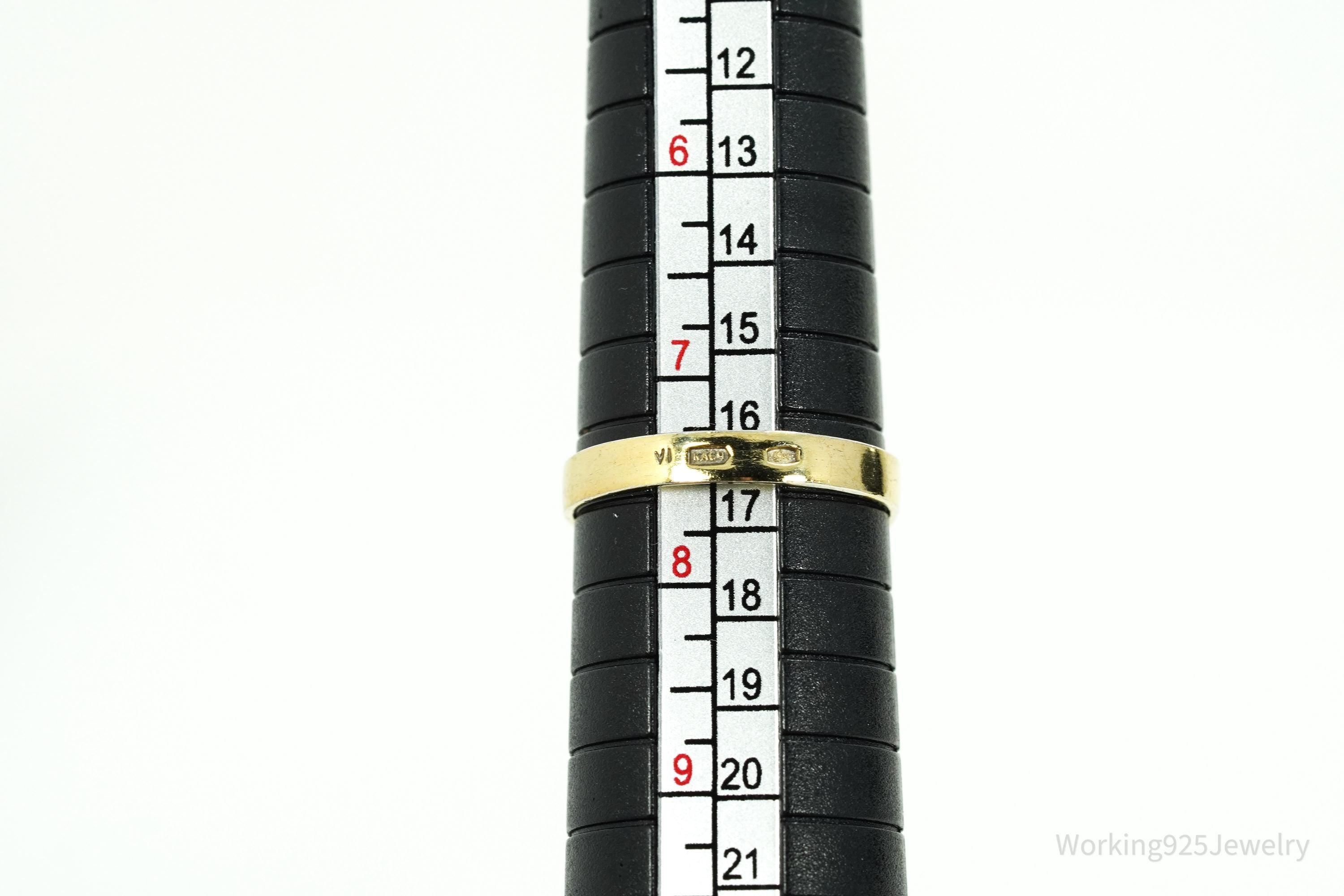 Antique Early 1900s Russian Gold Washed Sterling Silver Ring - Size 7.5