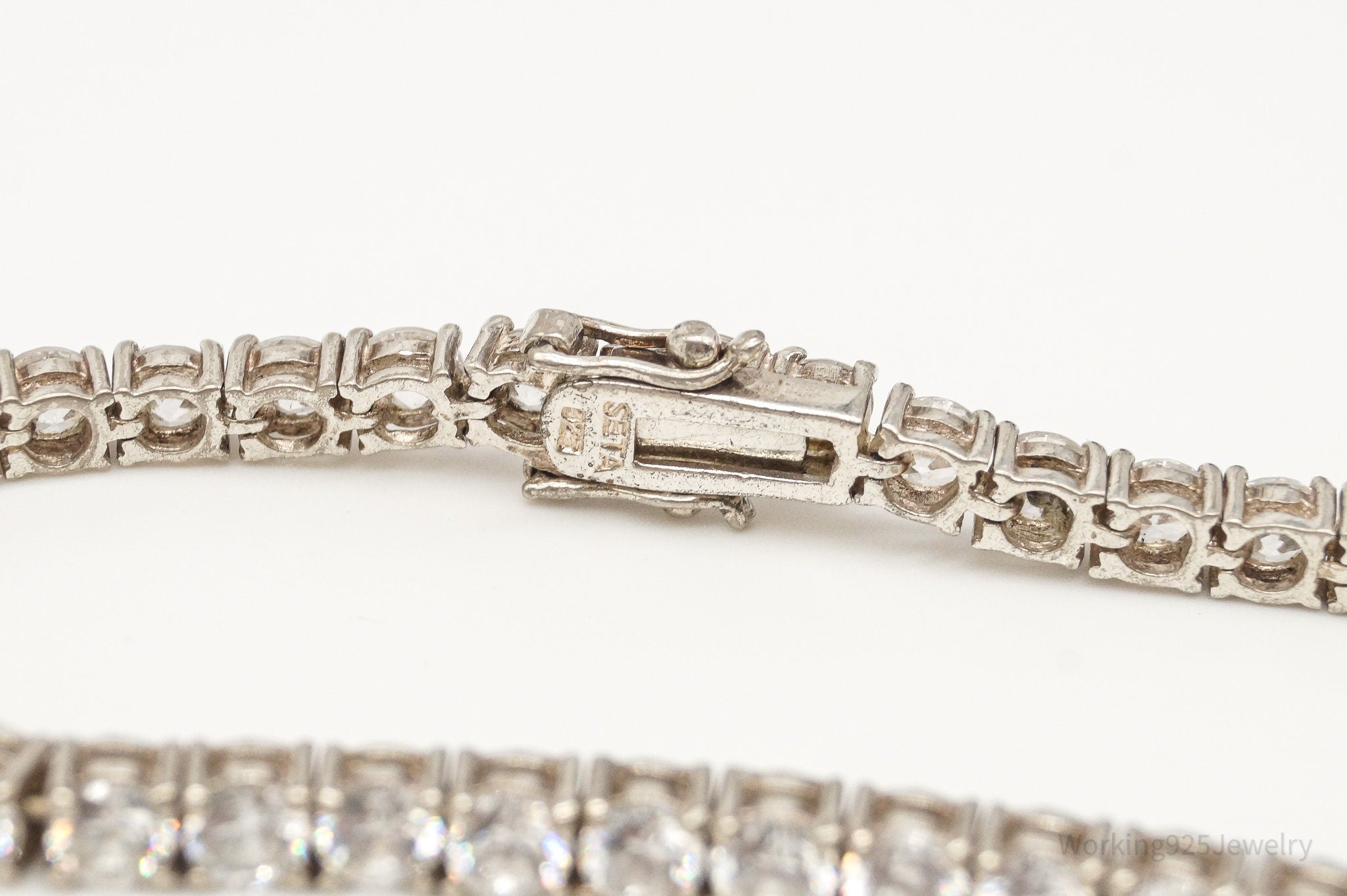 Vintage Seta Cubic Zirconia Sterling Silver Tennis Bracelet