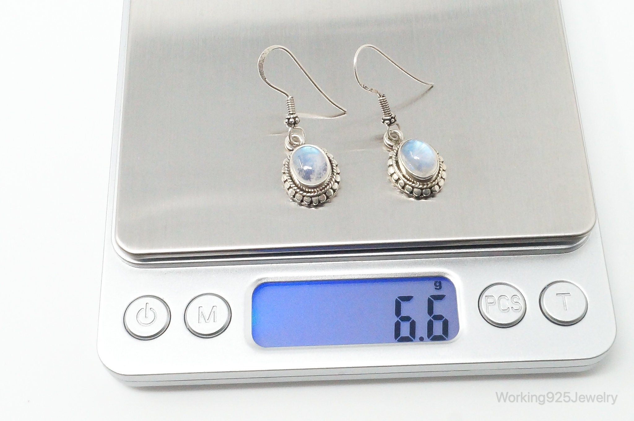 Vintage Moonstone Bali Style Sterling Silver Earrings