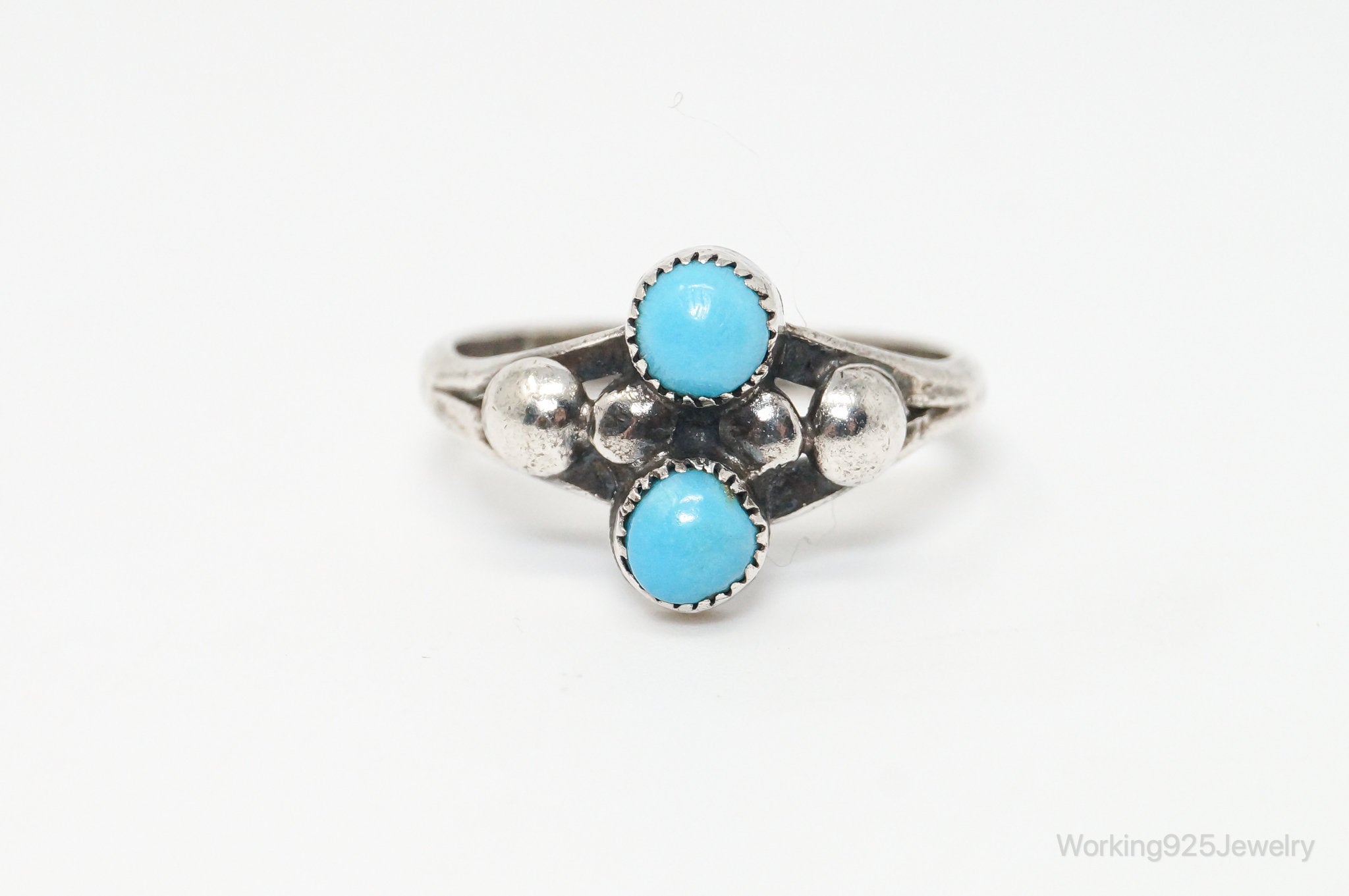 Vintage Native American Turquoise Unsigned Sterling Silver Ring - Sz 5.5