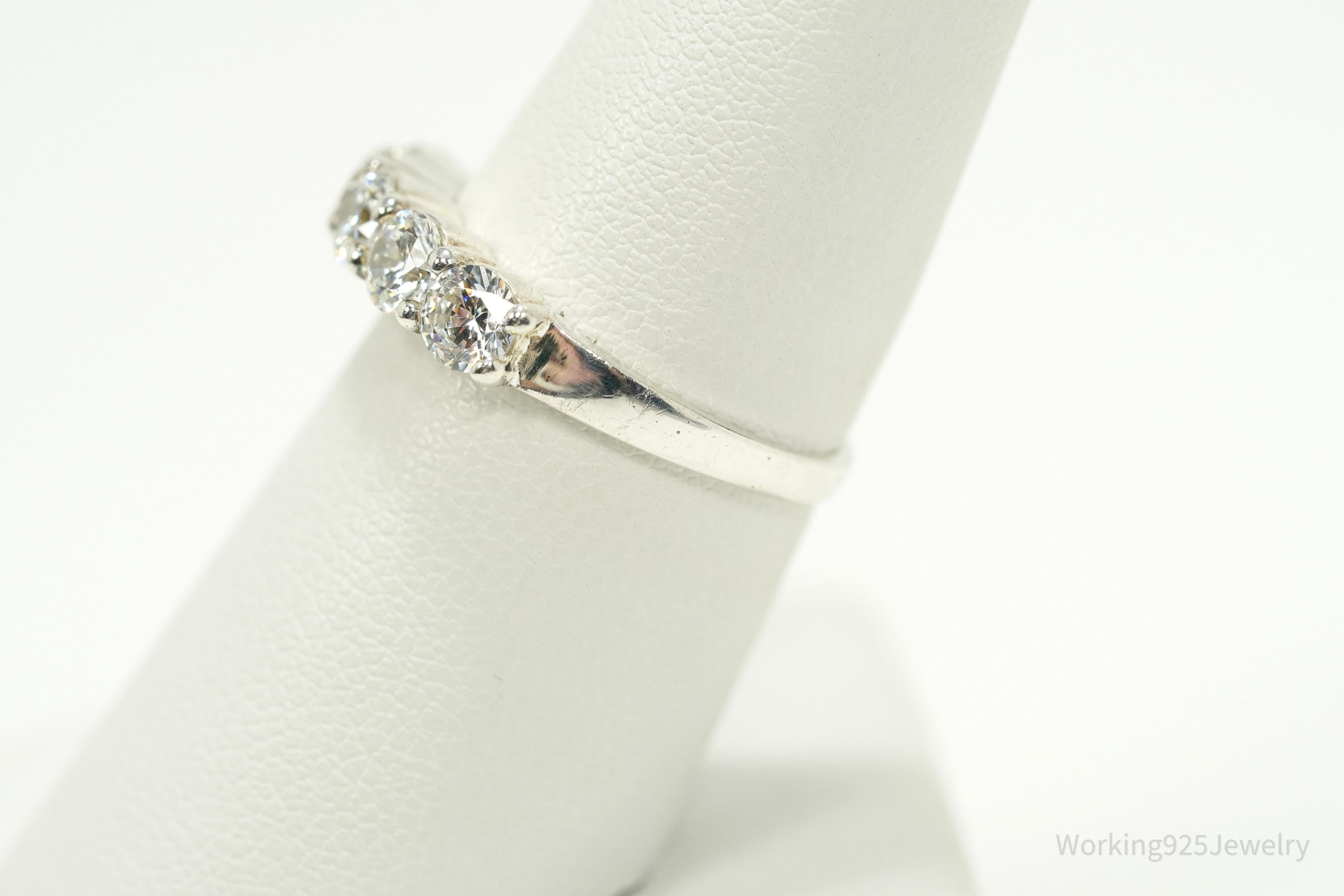 Vintage Diamonique Cubic Zirconia Sterling Silver Ring - Size 7