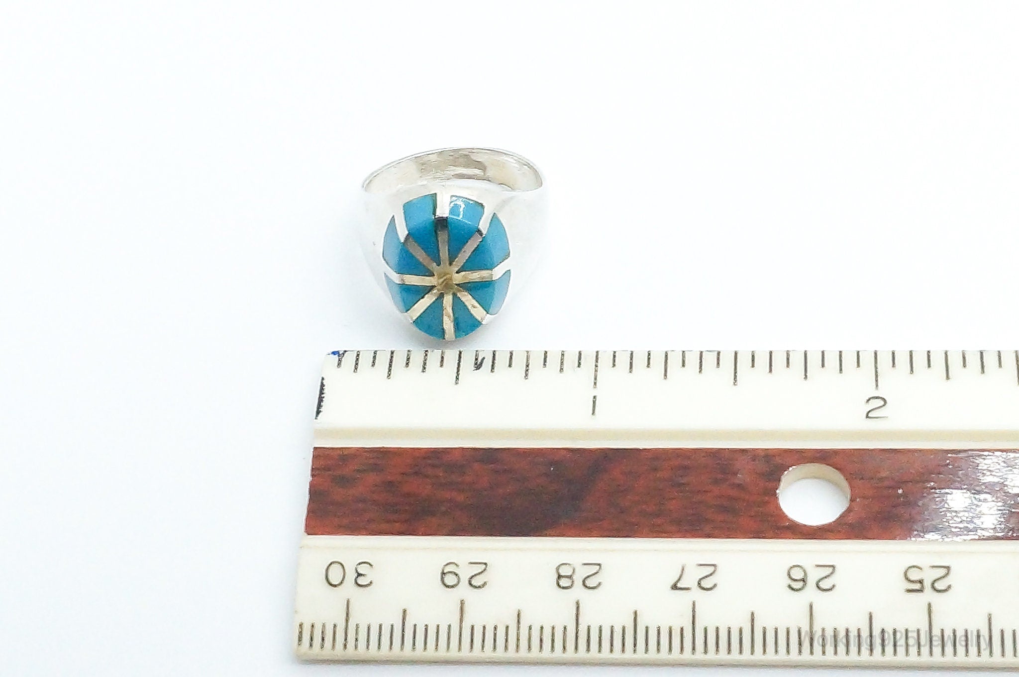 Vintage Native American Turquoise Unsigned Sterling Silver Ring - Size 5