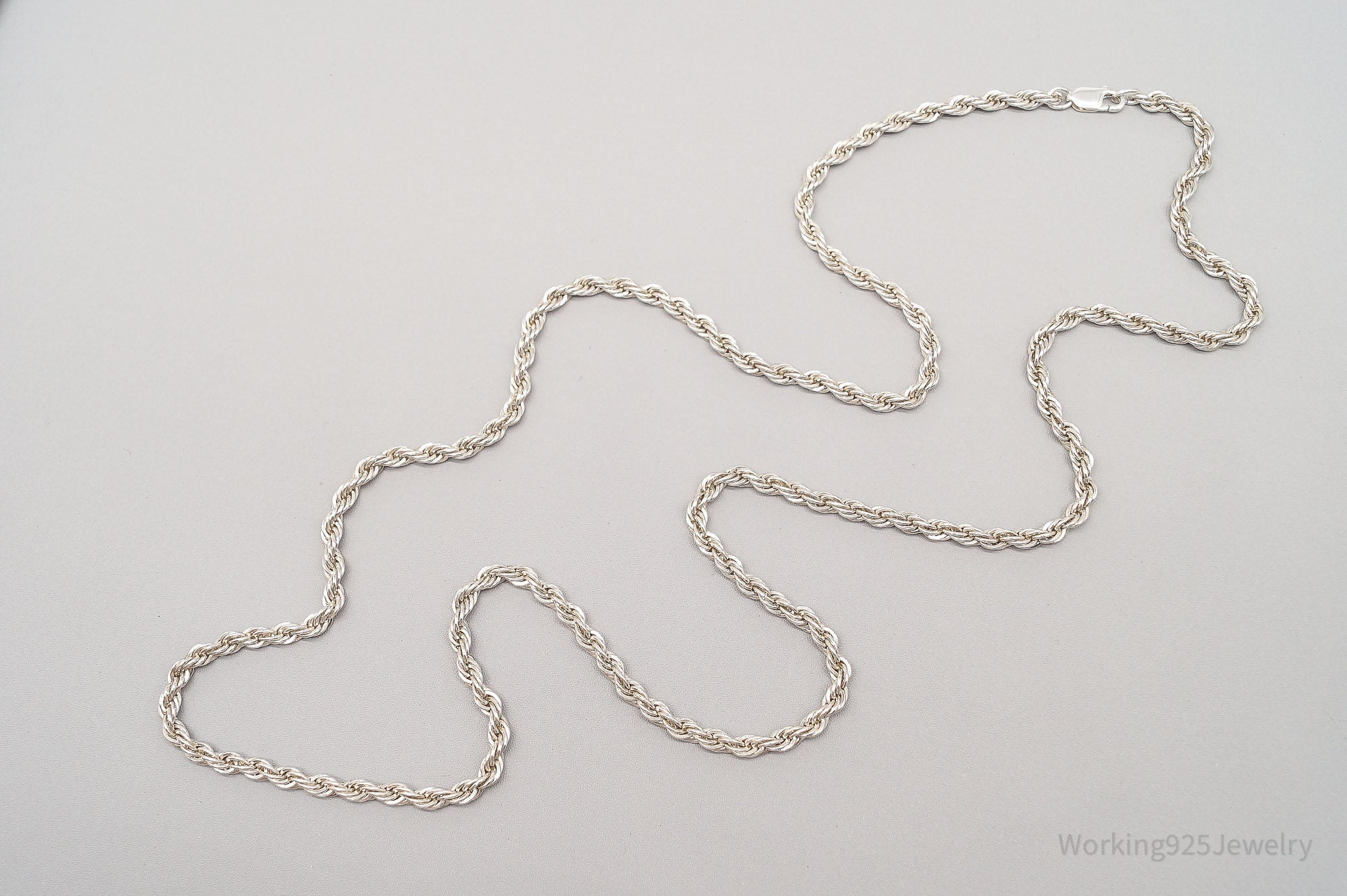 Long Vintage Sterling Silver Rope Chain Necklace 30"