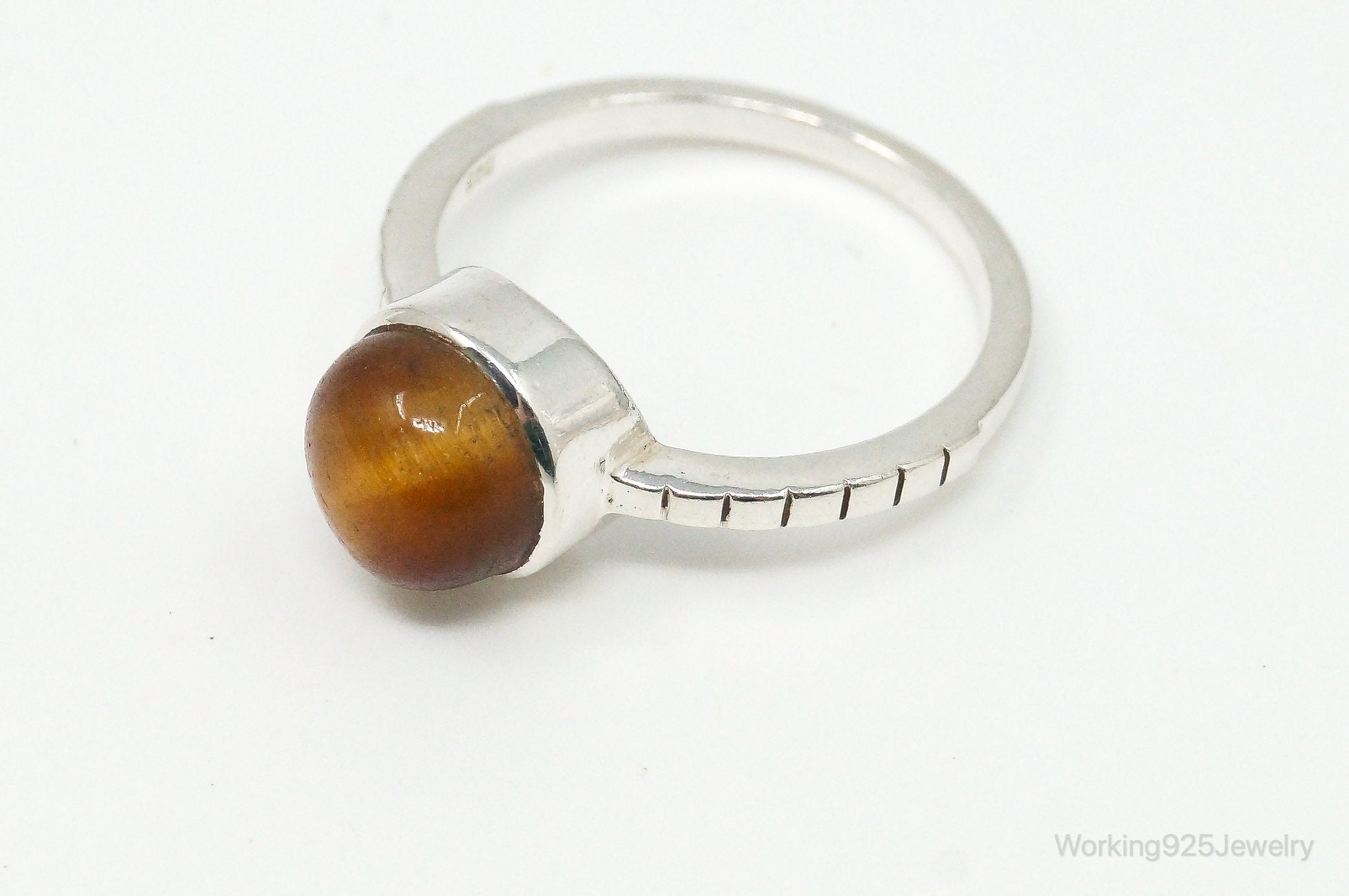 Vintage Tigers Eye Sterling Silver Ring - Size 7.75