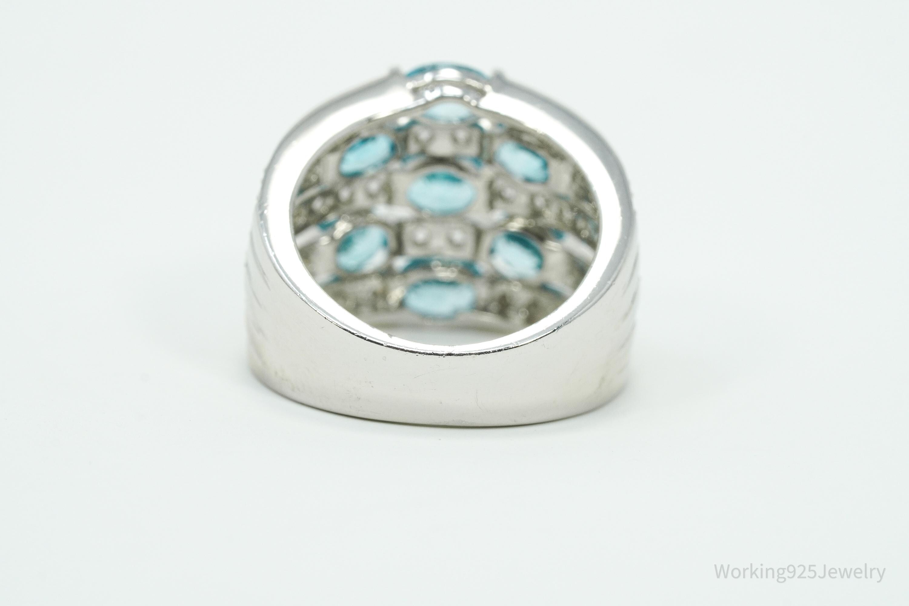 Blue & White Topaz Sterling Silver Ring - Size 5.25