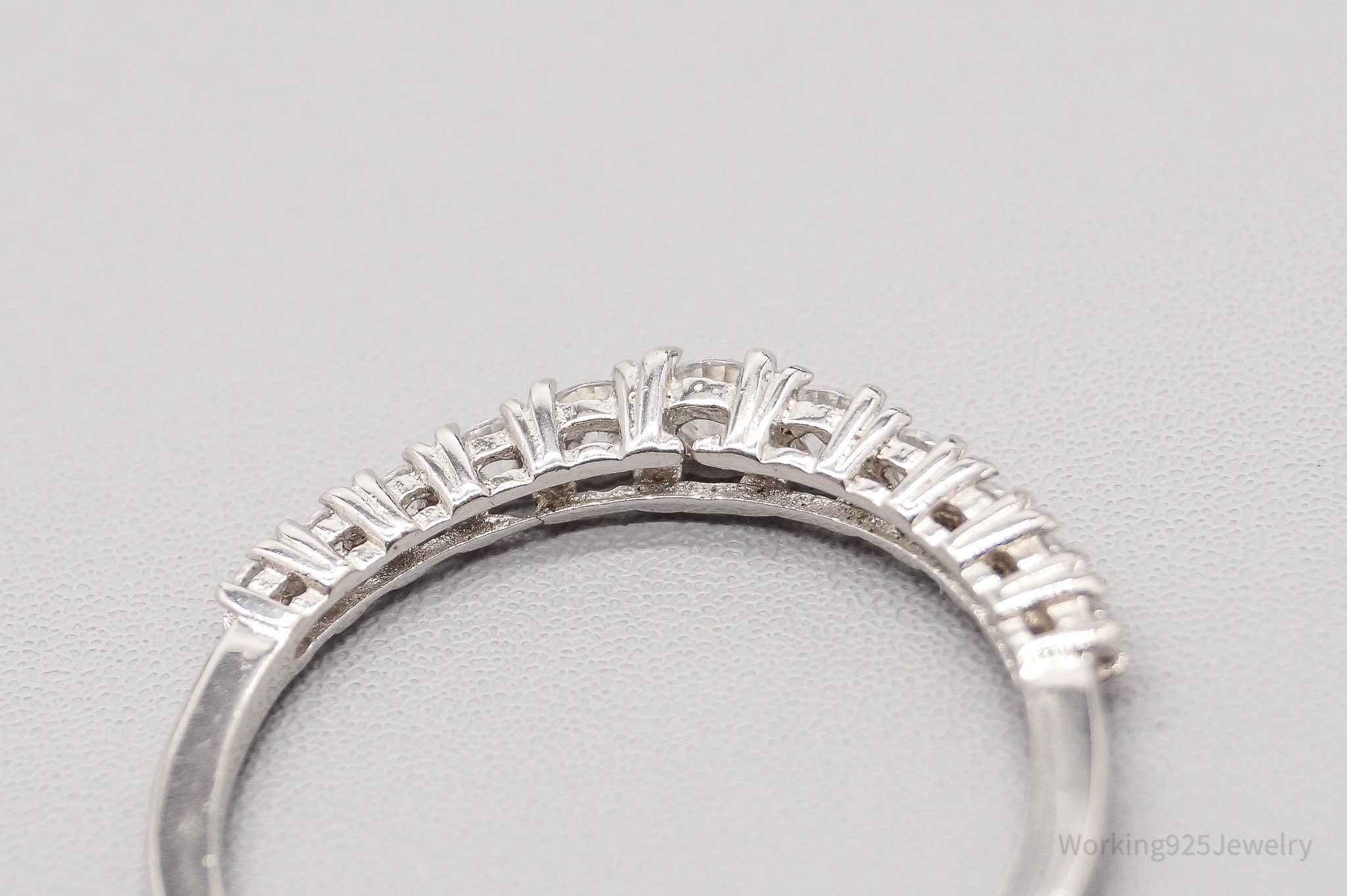 Vintage London Made Cubic Zirconia Sterling Silver Ring - Size 8.75