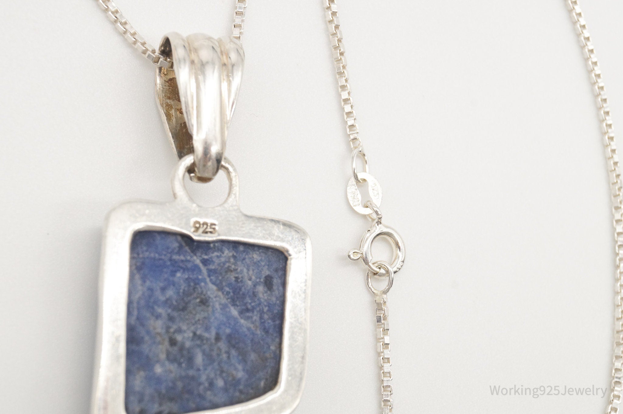 Vintage Large Sodalite Sterling Silver Necklace