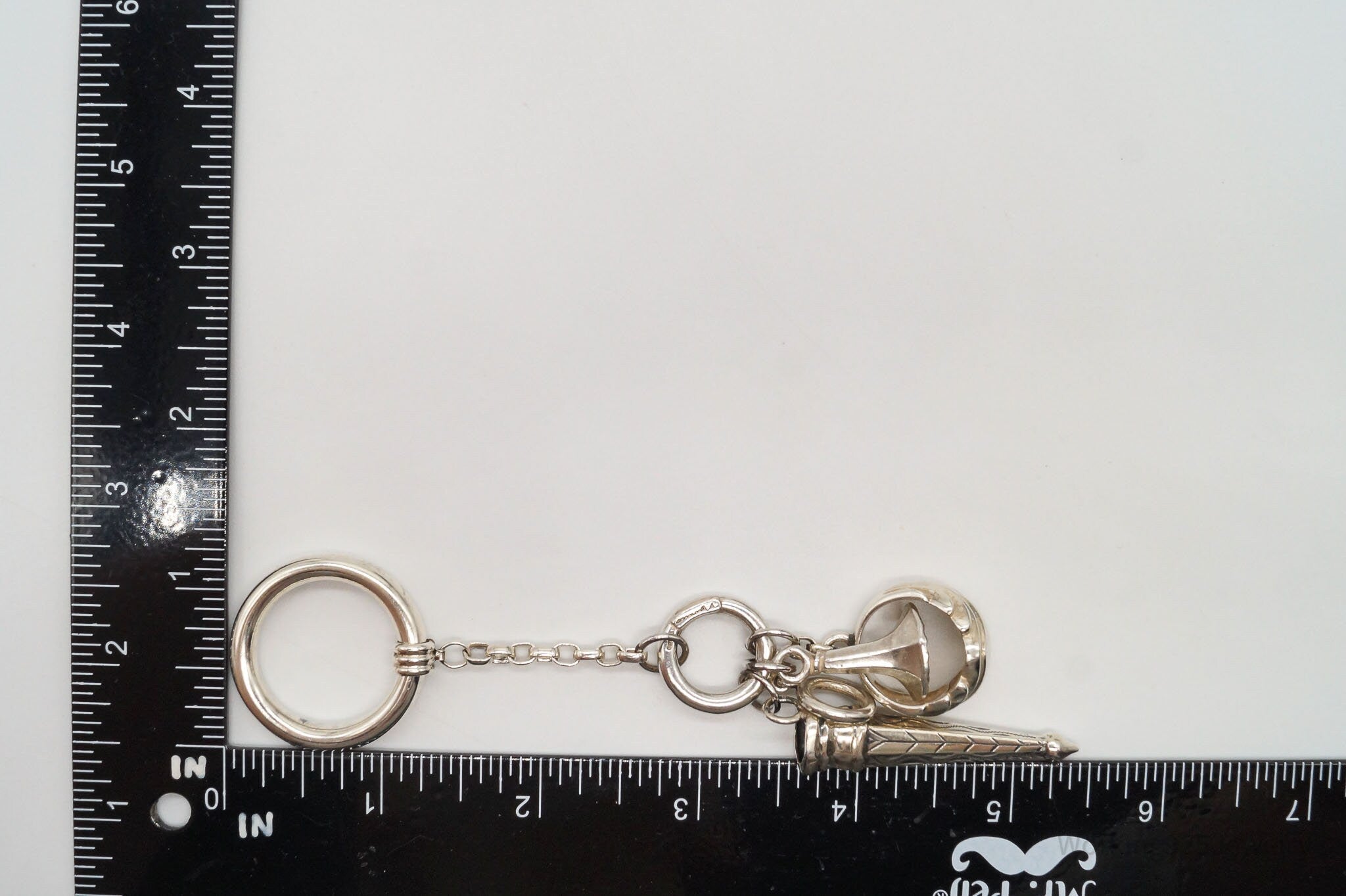 Vintage David Navarro Antique Sterling Silver Charm Chatelaine Keychain Pendant