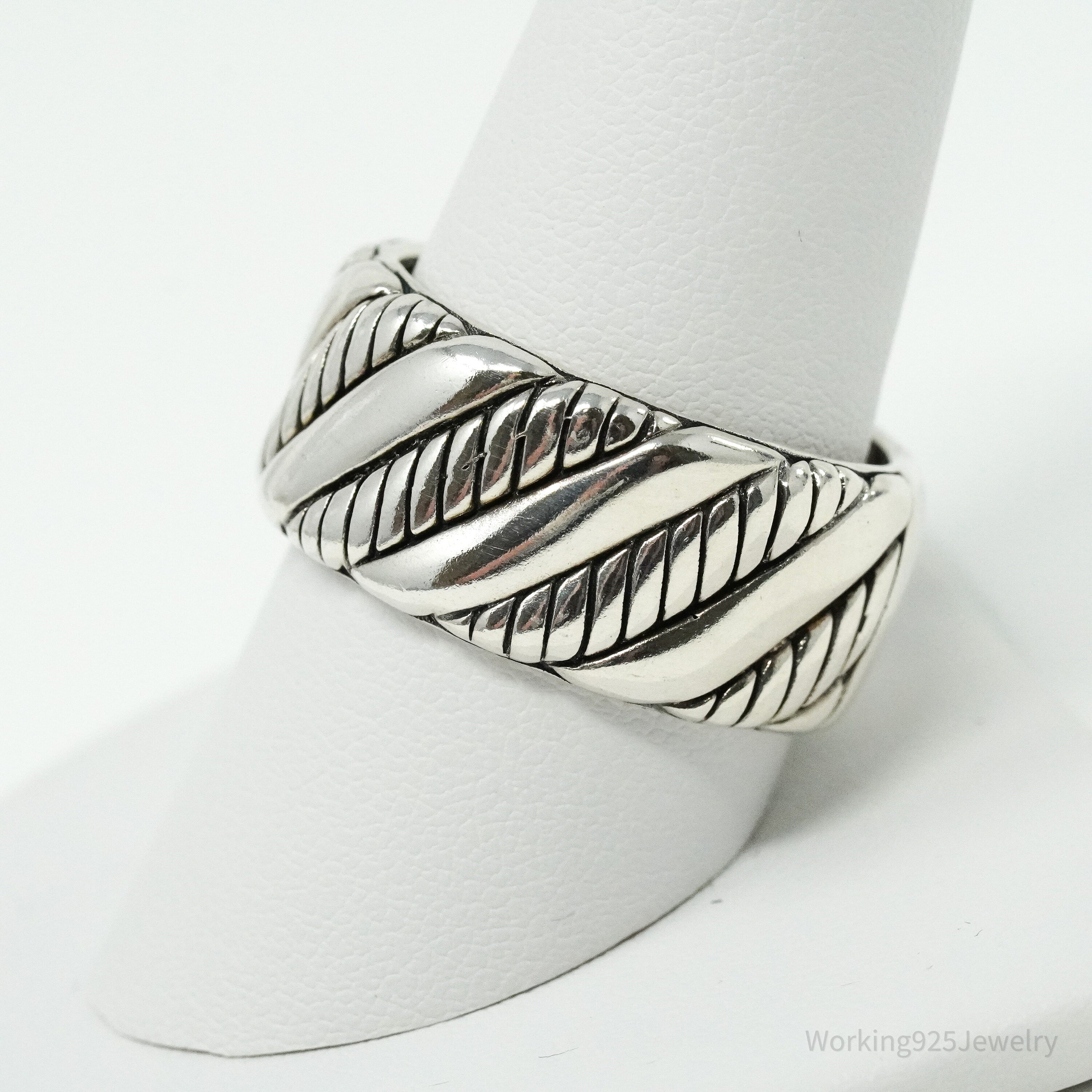 Vintage Designer Samuel B Sterling Silver Band Ring - Size 10.25