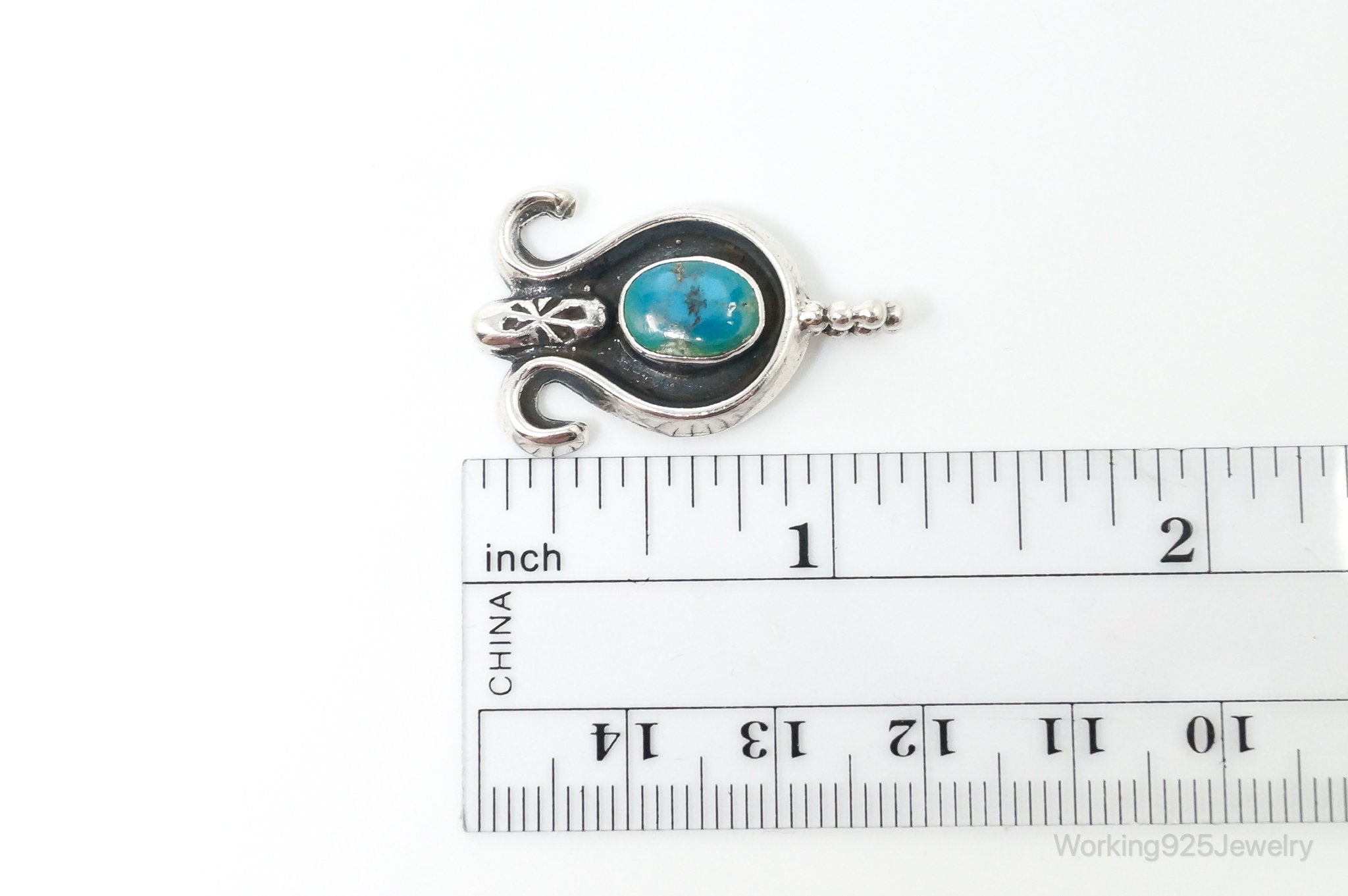 Vintage Native American Unsigned Turquoise Sterling Silver Pendant