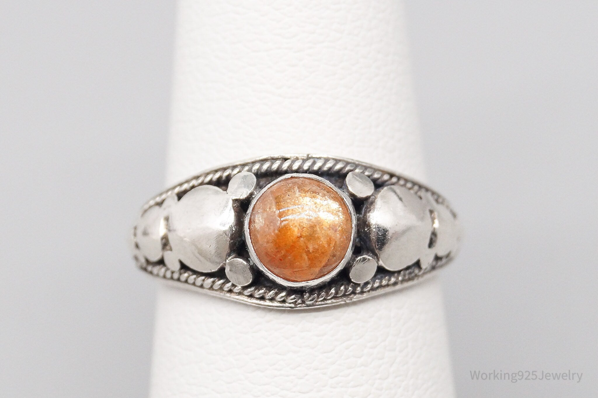 Vintage Goldstone Sterling Silver Ring - Size 5.25