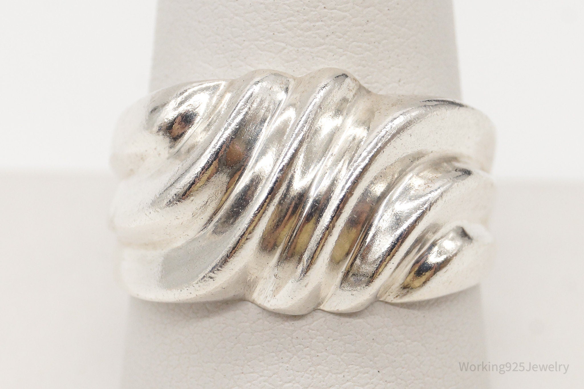 Vintage Modernist Style Sleek Sterling Silver Ring - Size 10