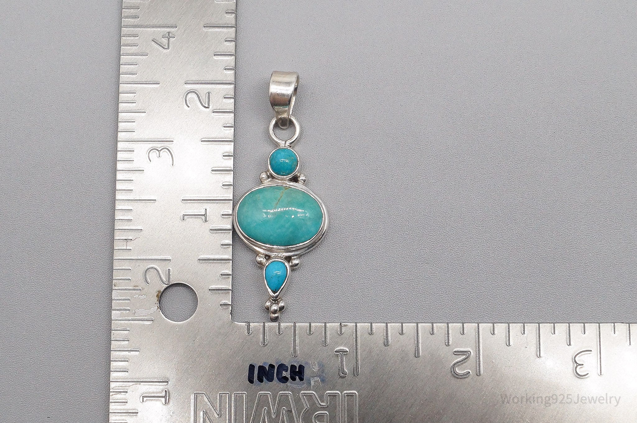 Vintage SJ Turquoise Sterling Silver Pendant