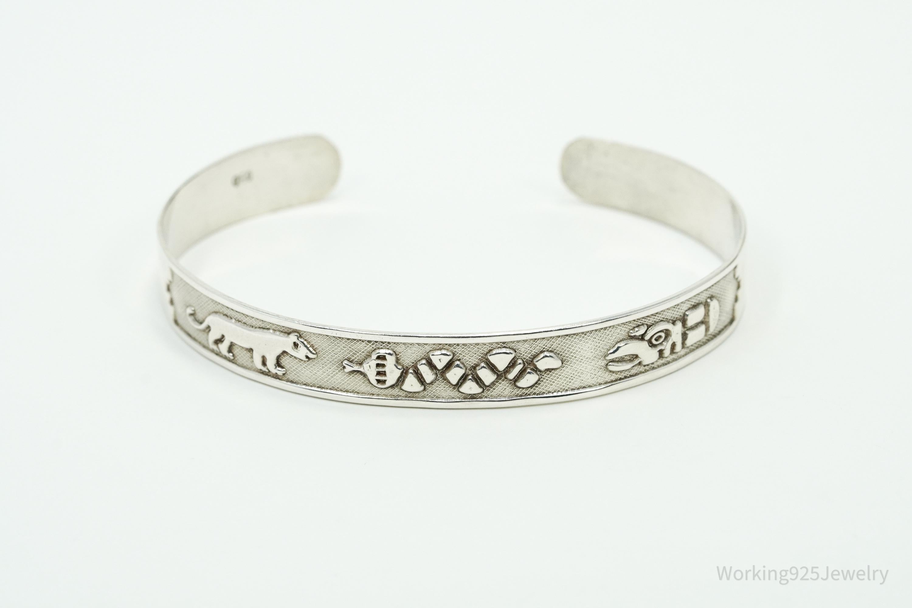 Vintage Tribal Style 950 Silver Bracelet 7"