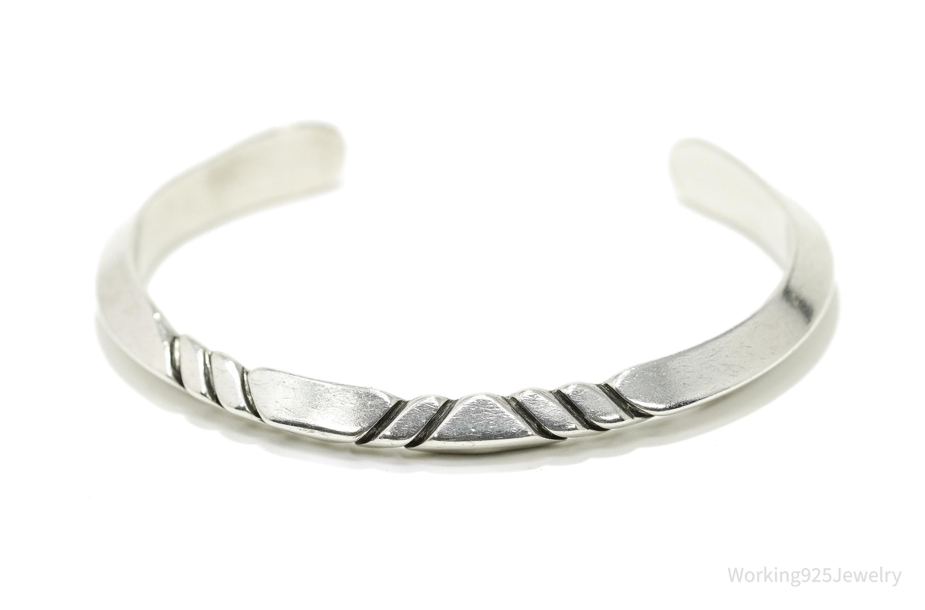 Vintage Native American Sterling Silver Cuff Bracelet - 6.25"