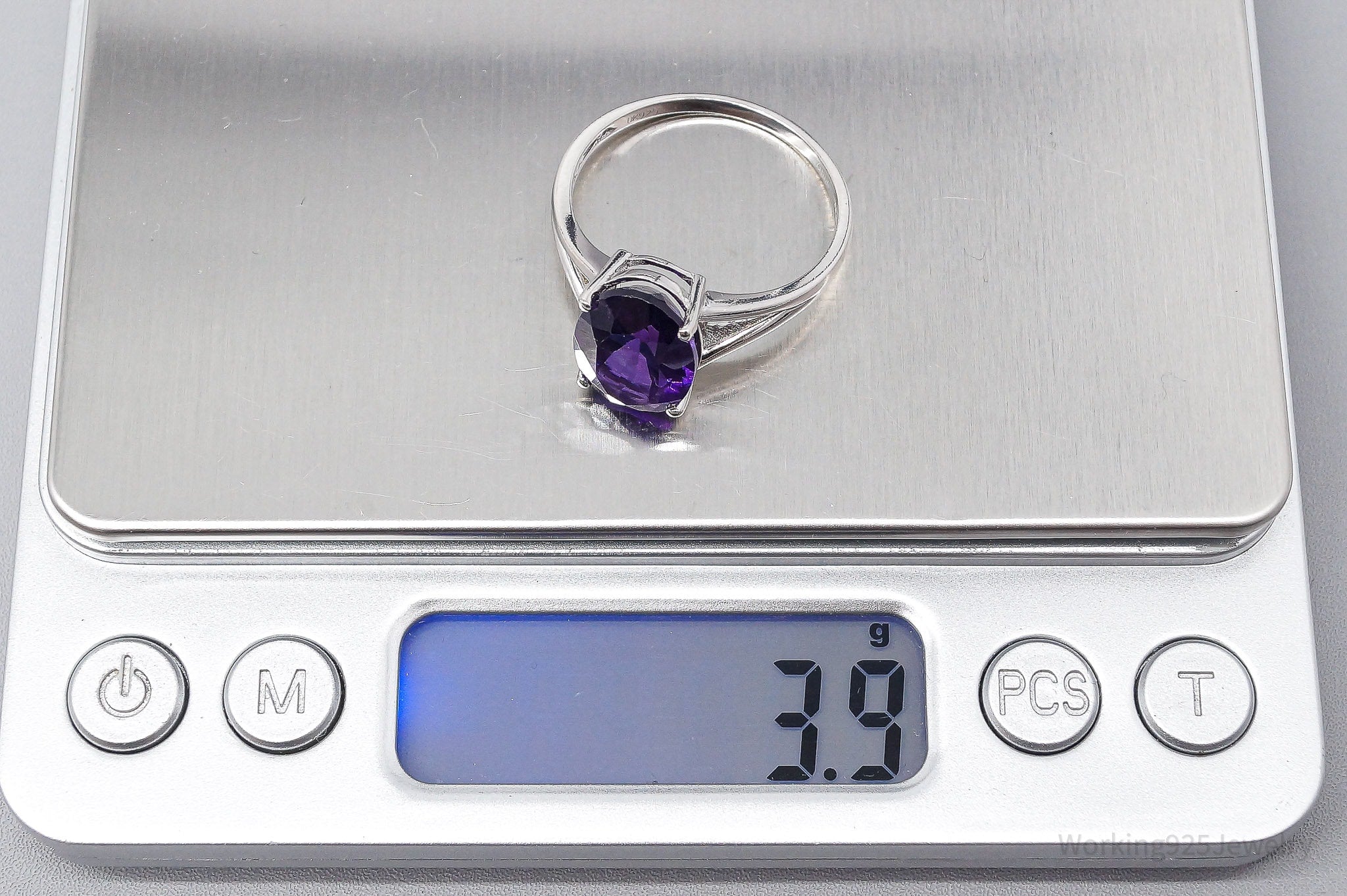 JTV DK Large Purple Amethyst Sterling Silver Ring - Size 12