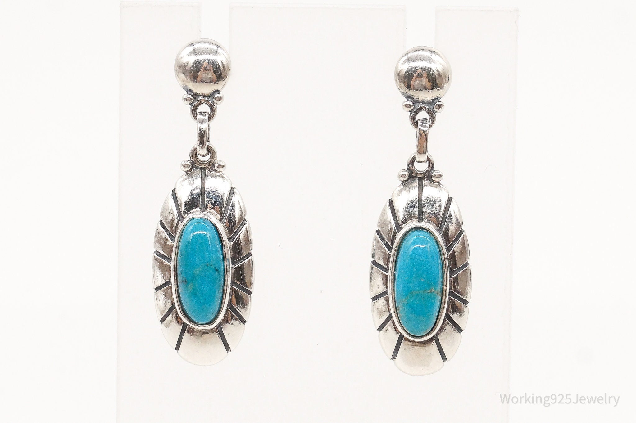 Vintage Southwestern Turquoise Sterling Silver Earrings