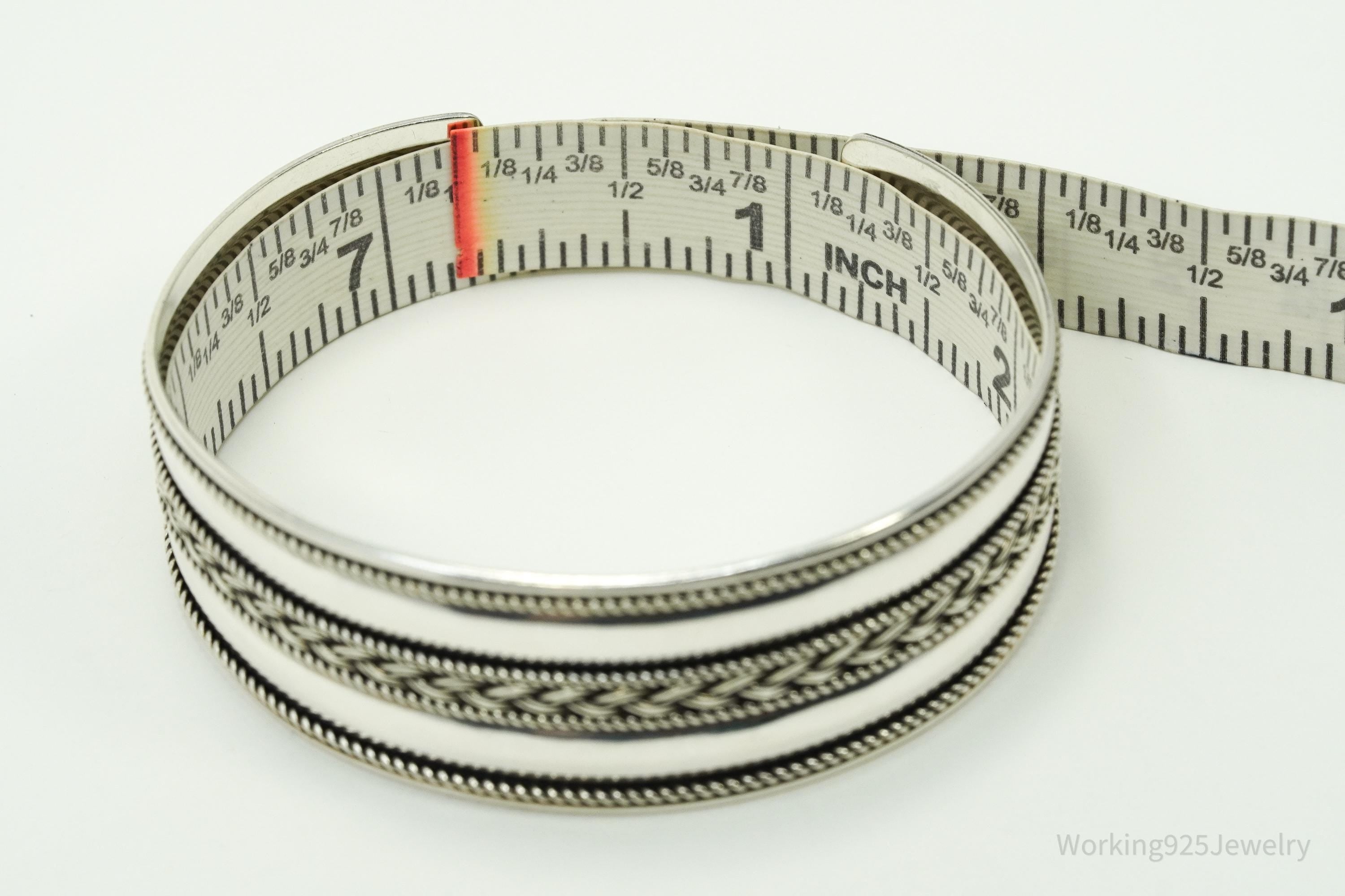 Vintage Designer BA Suarti Sterling Silver Cuff Bracelet 7.25"