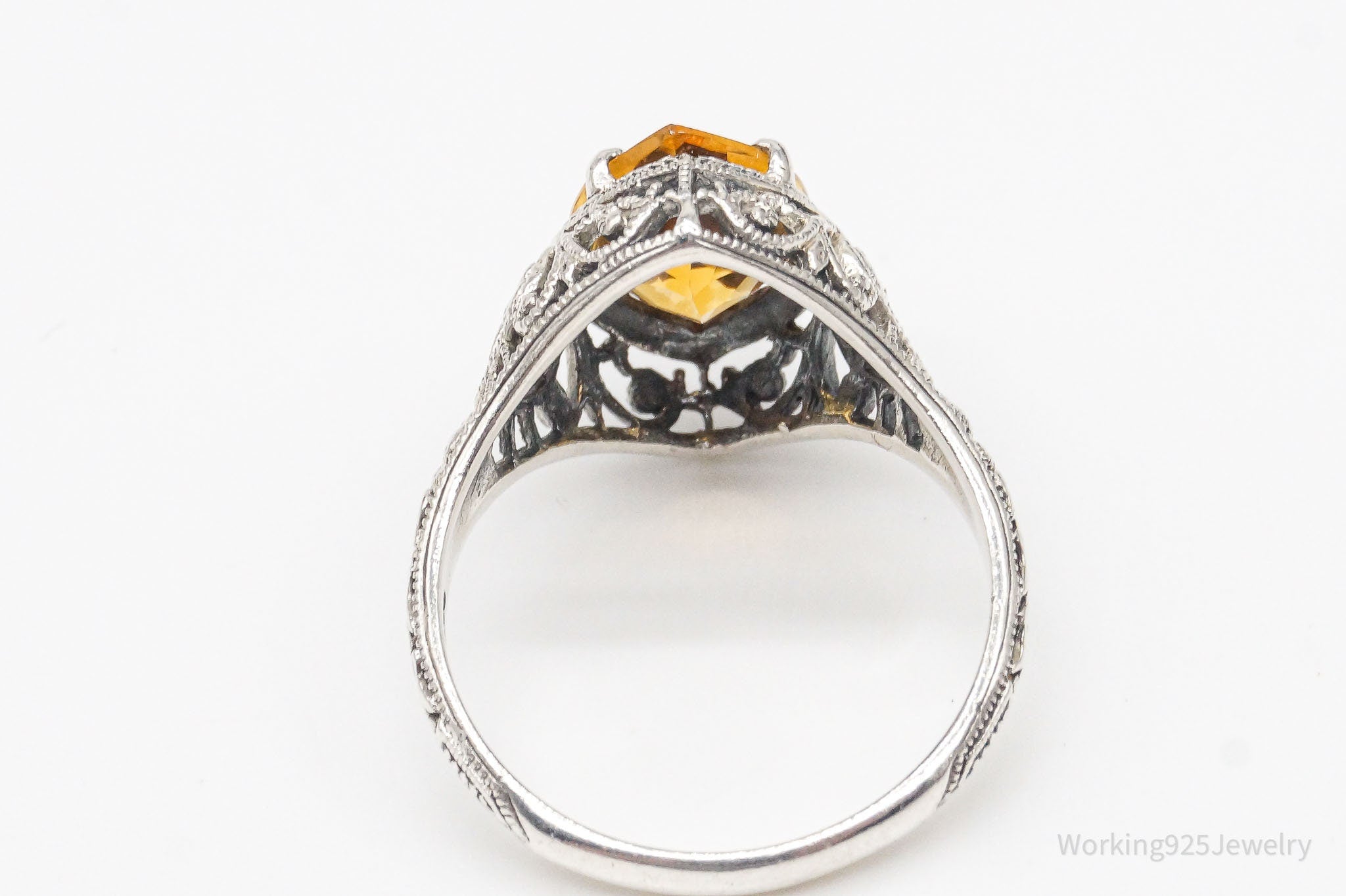 Vintage Designer CNA Citrine Sterling Silver Ring - Size 9