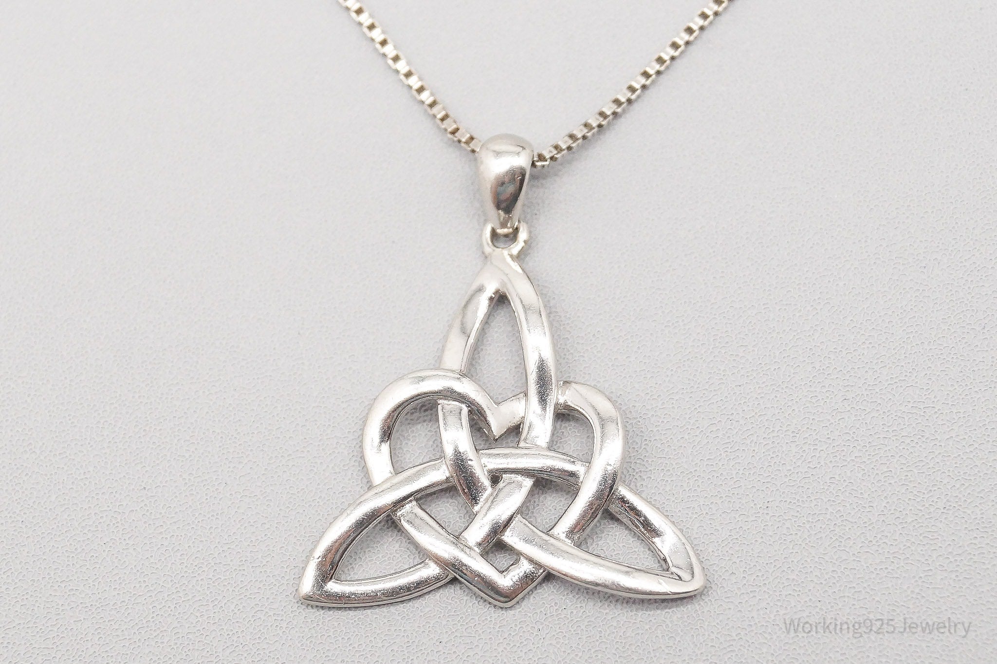 Vintage Celtic Love Knot Sterling Silver Necklace 20"