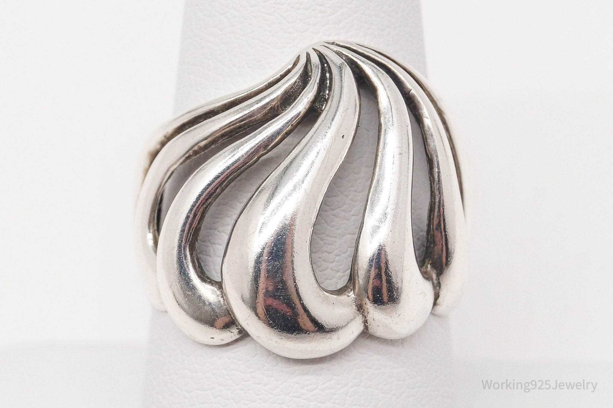 Vintage Designer KABANA Waves Sterling Silver Ring - Size 7.75