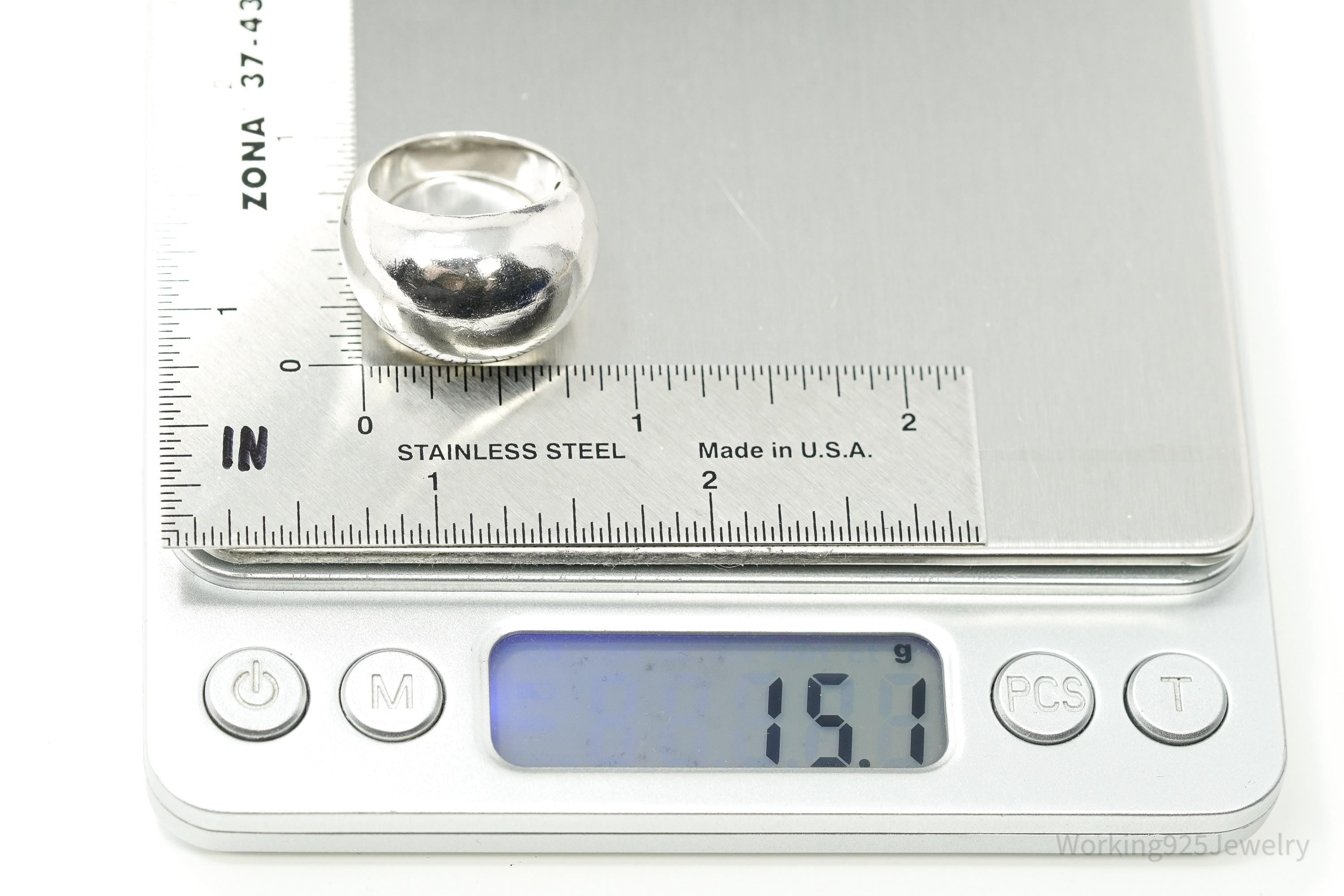 Vintage Designer Puffy Dome Style Sterling Silver Ring - Size 7