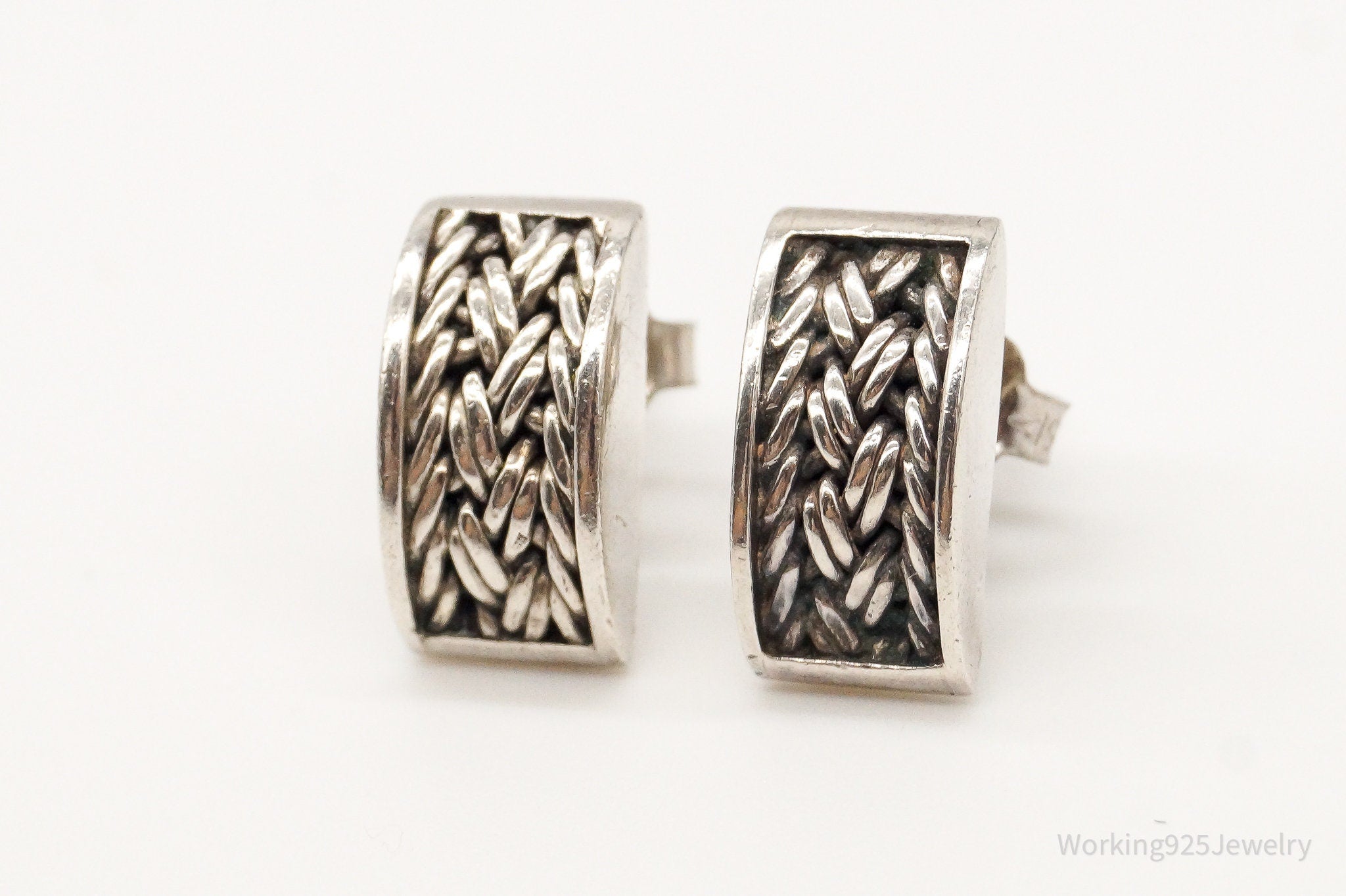 Designer Lois Hill Woven Sterling Silver Earrings
