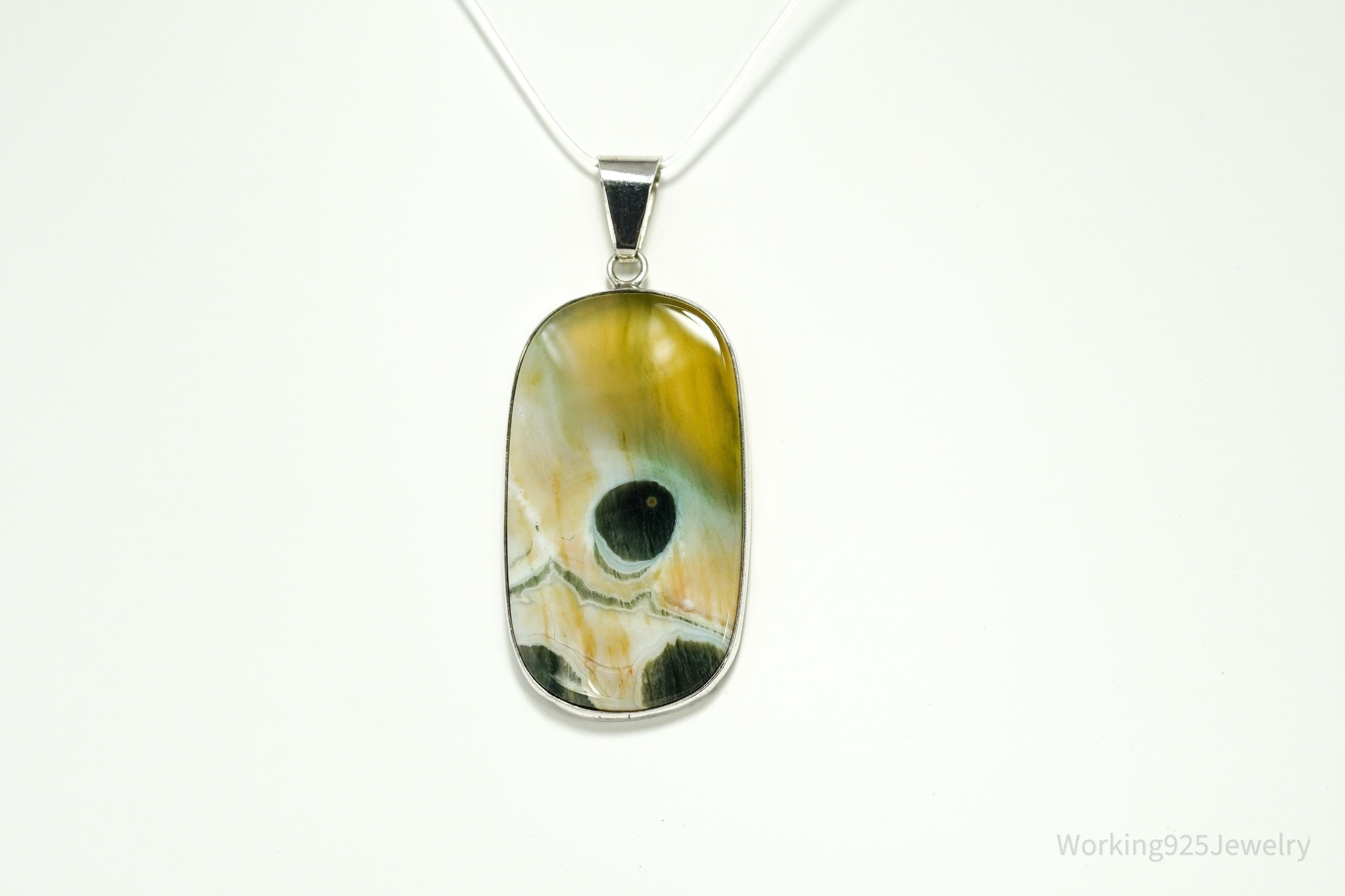 Large Vintage D. Robert Smith Jasper Sterling Silver Pendant