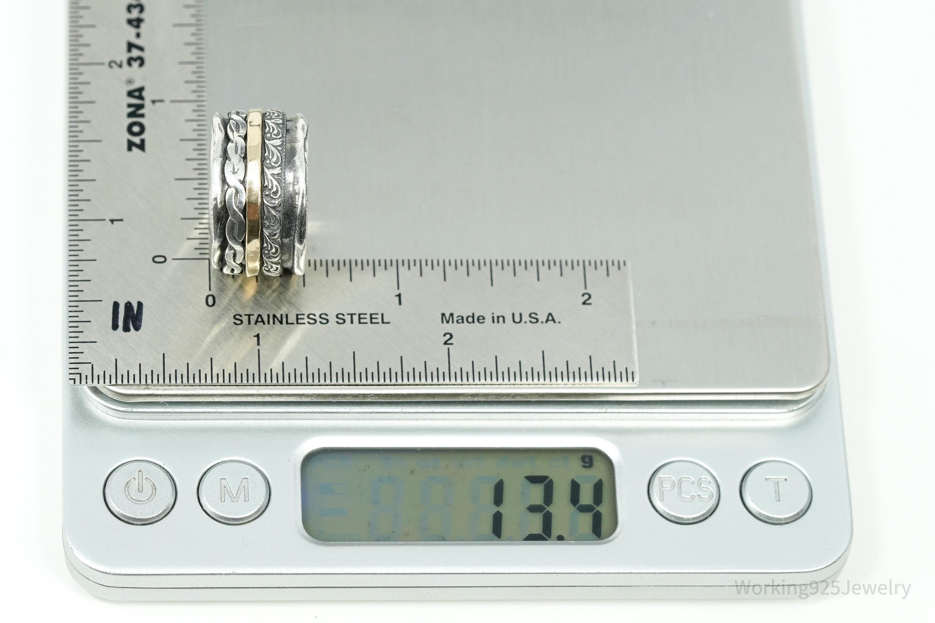 Vintage Gold Vermeil Sterling Silver Spinner Band Ring- Size 7.25