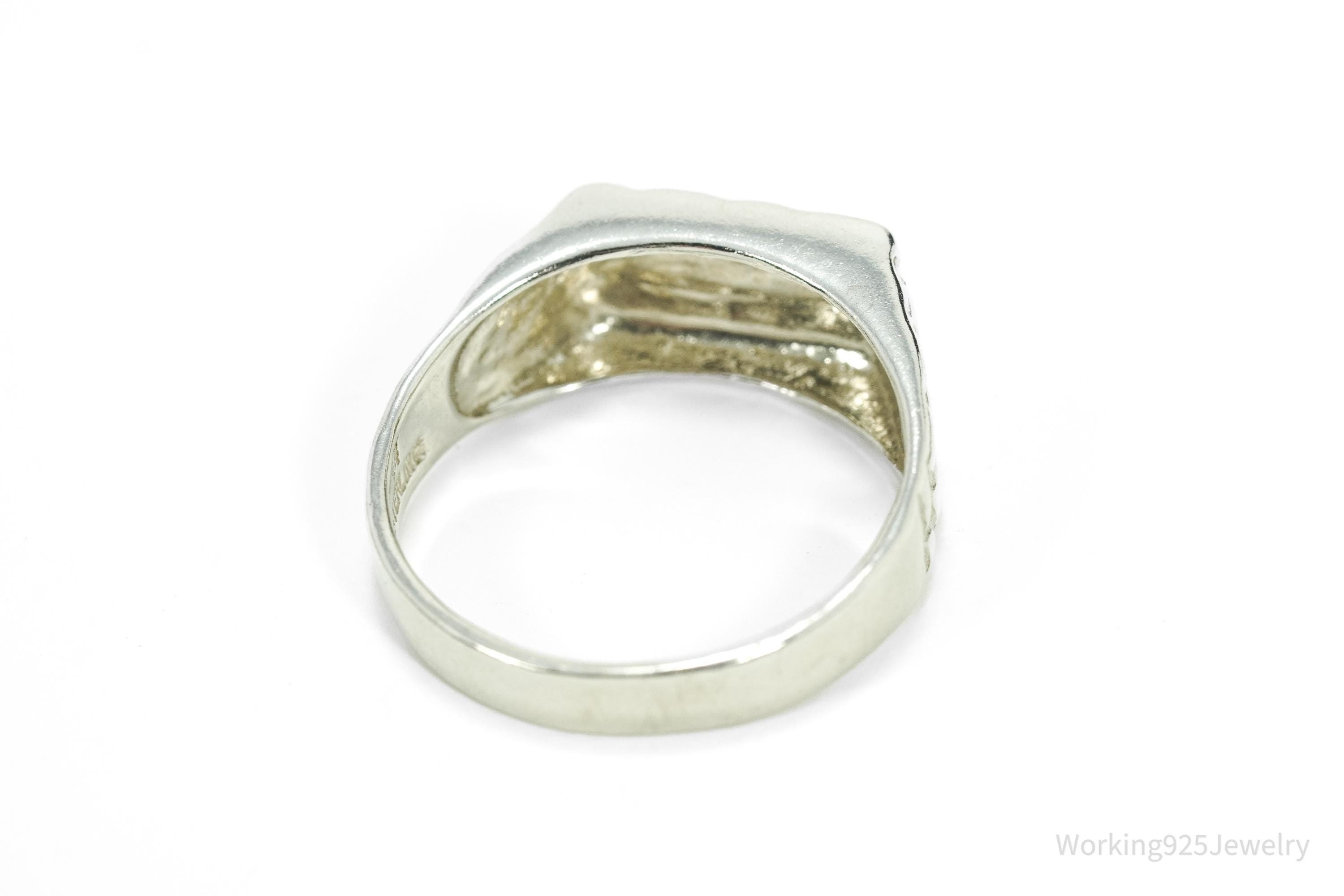 Vintage Nugget Style Sleek Sterling Silver Ring - Size 12.25