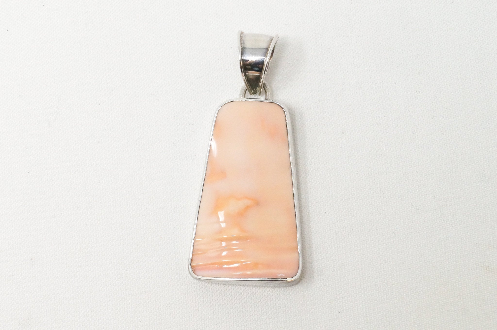 Vintage Peach Gemstone Sterling Silver Necklace Pendant