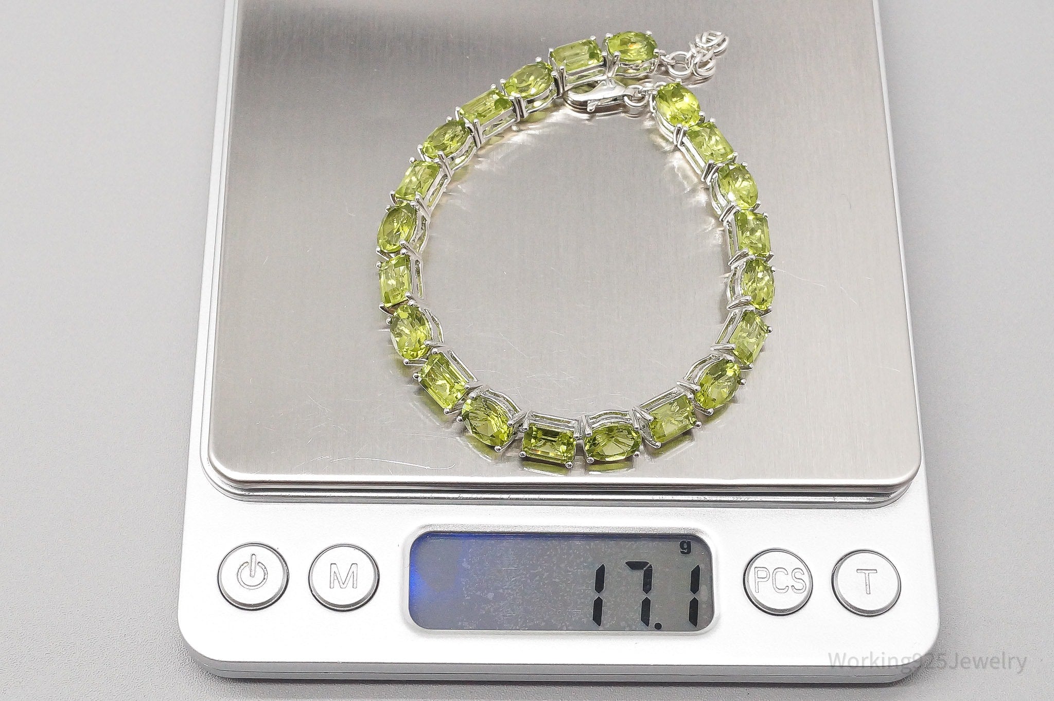 QVC HT Green Peridot Sterling Silver Bracelet - 8.25"