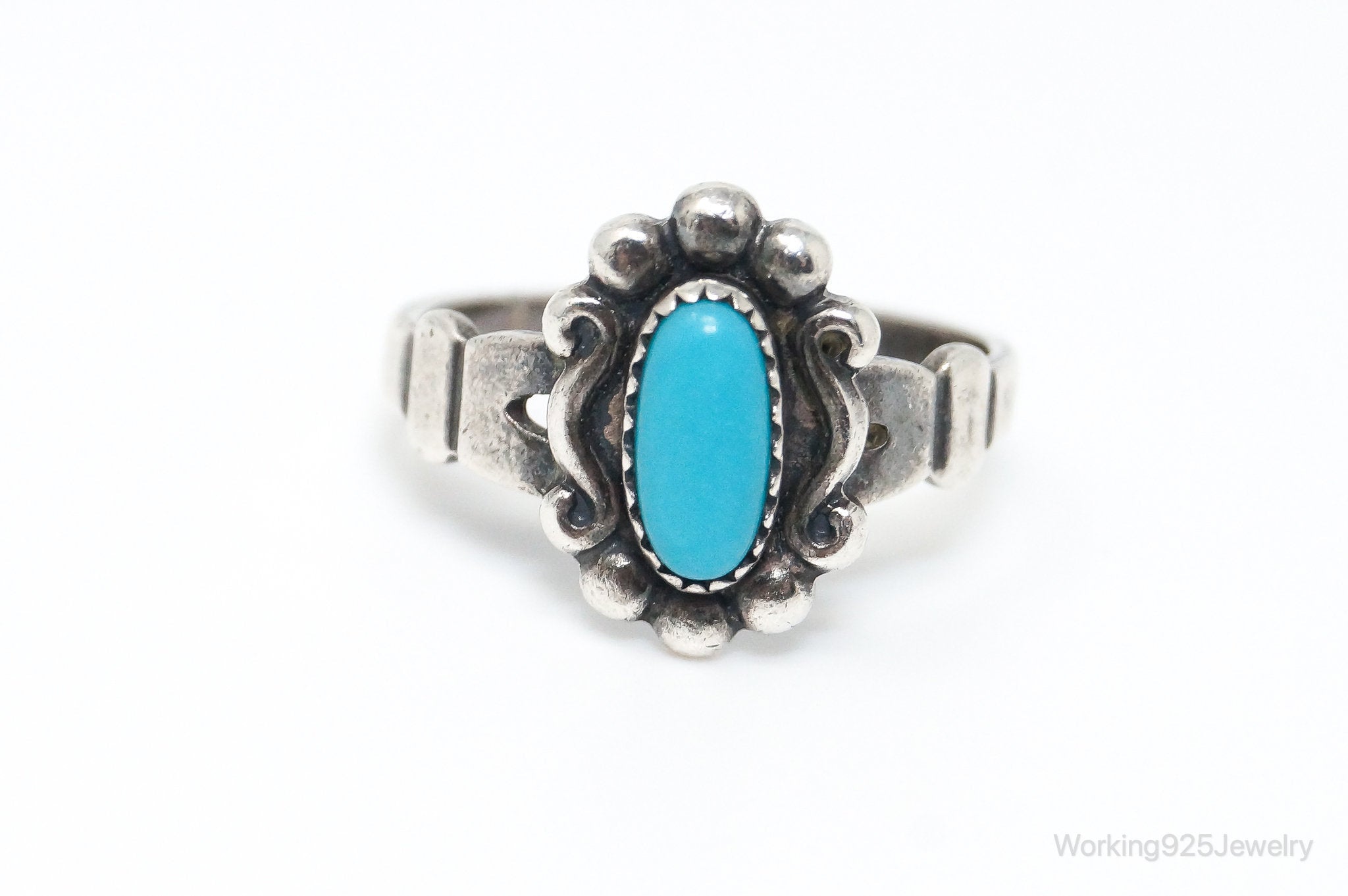 VTG Native American Bell Trading Post Turquoise Sterling Silver Ring SZ 4.5