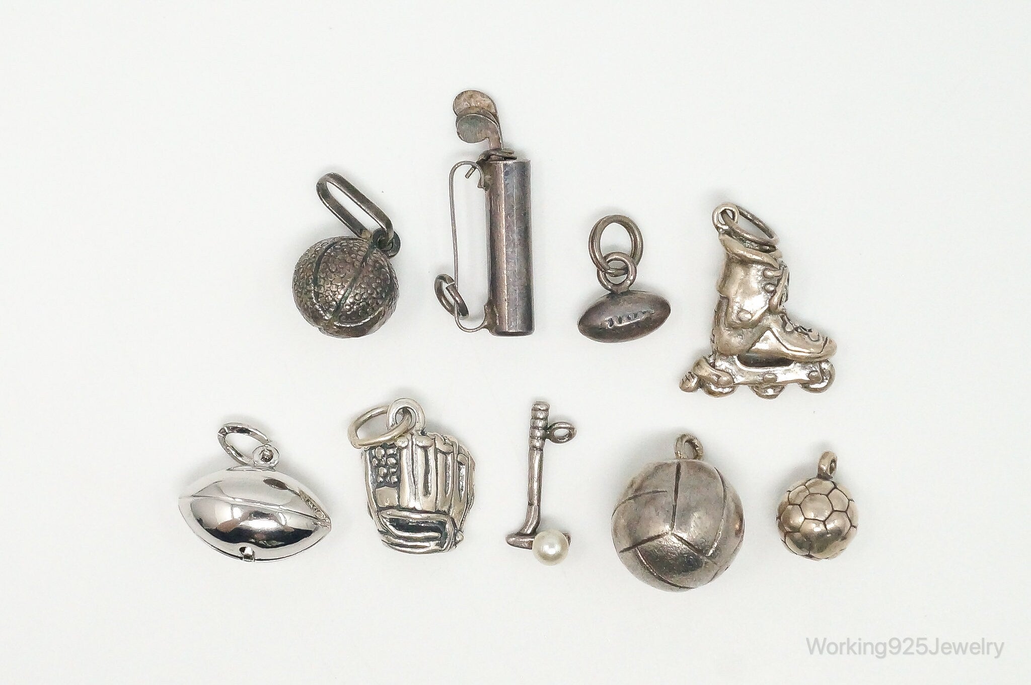 Vintage Sports Hobbies Sterling Silver Charms Lot