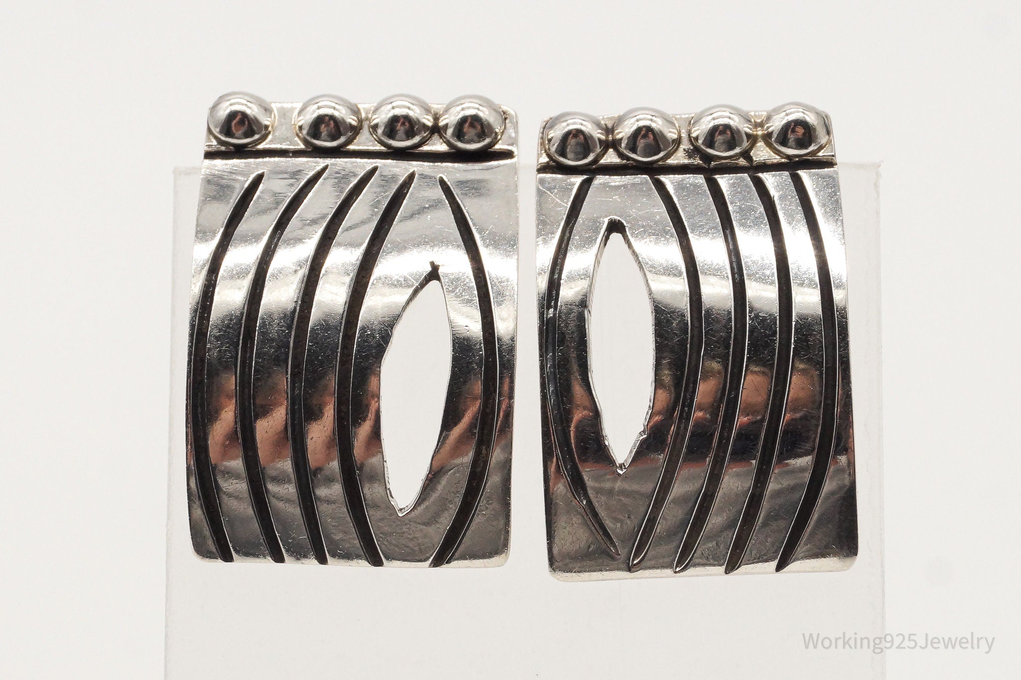 RARE Vintage Mexico Modernist Melesio Villarreal Sterling Silver Earrings