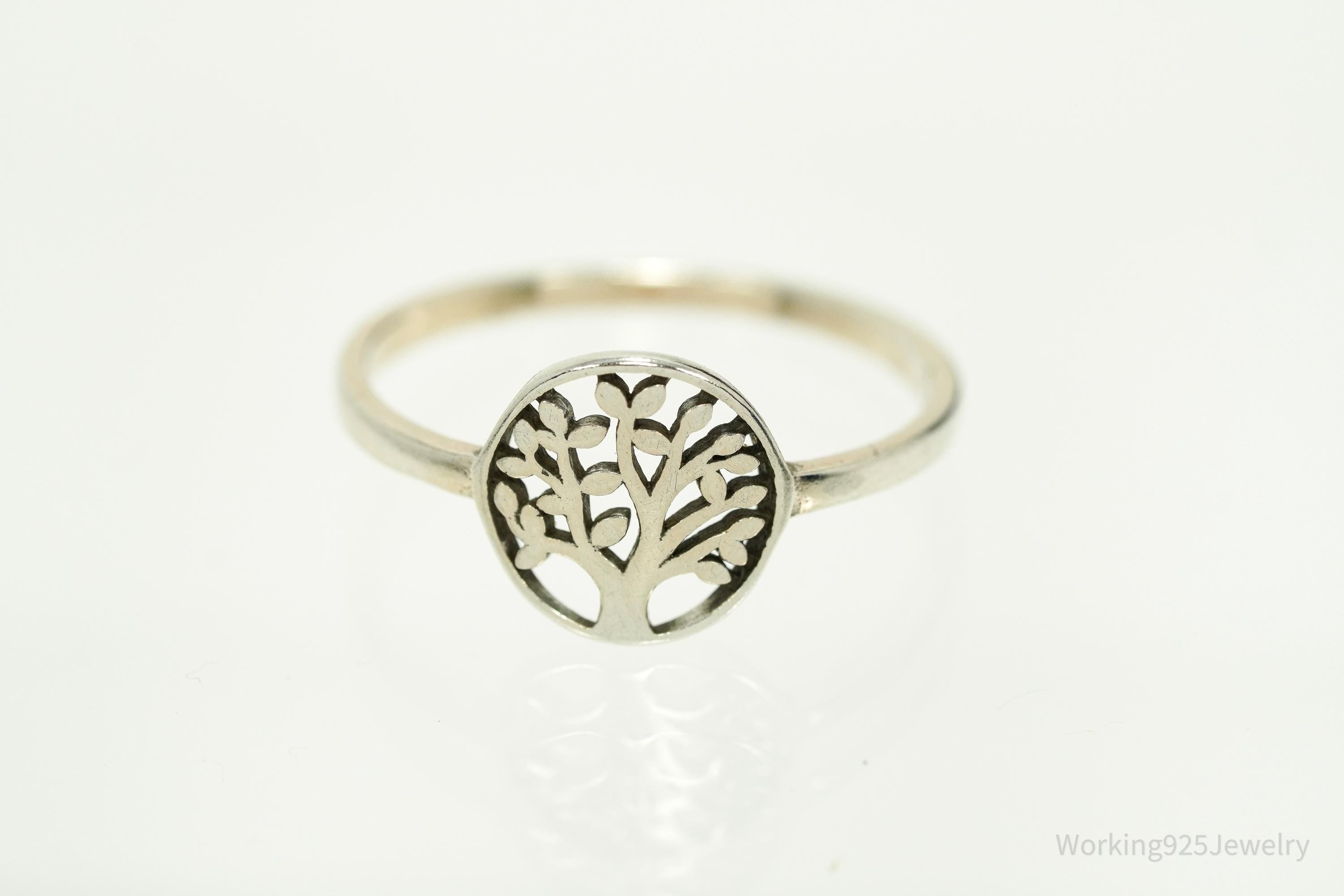 Vintage Tree Of Life Sterling Silver Ring - Size 7.25