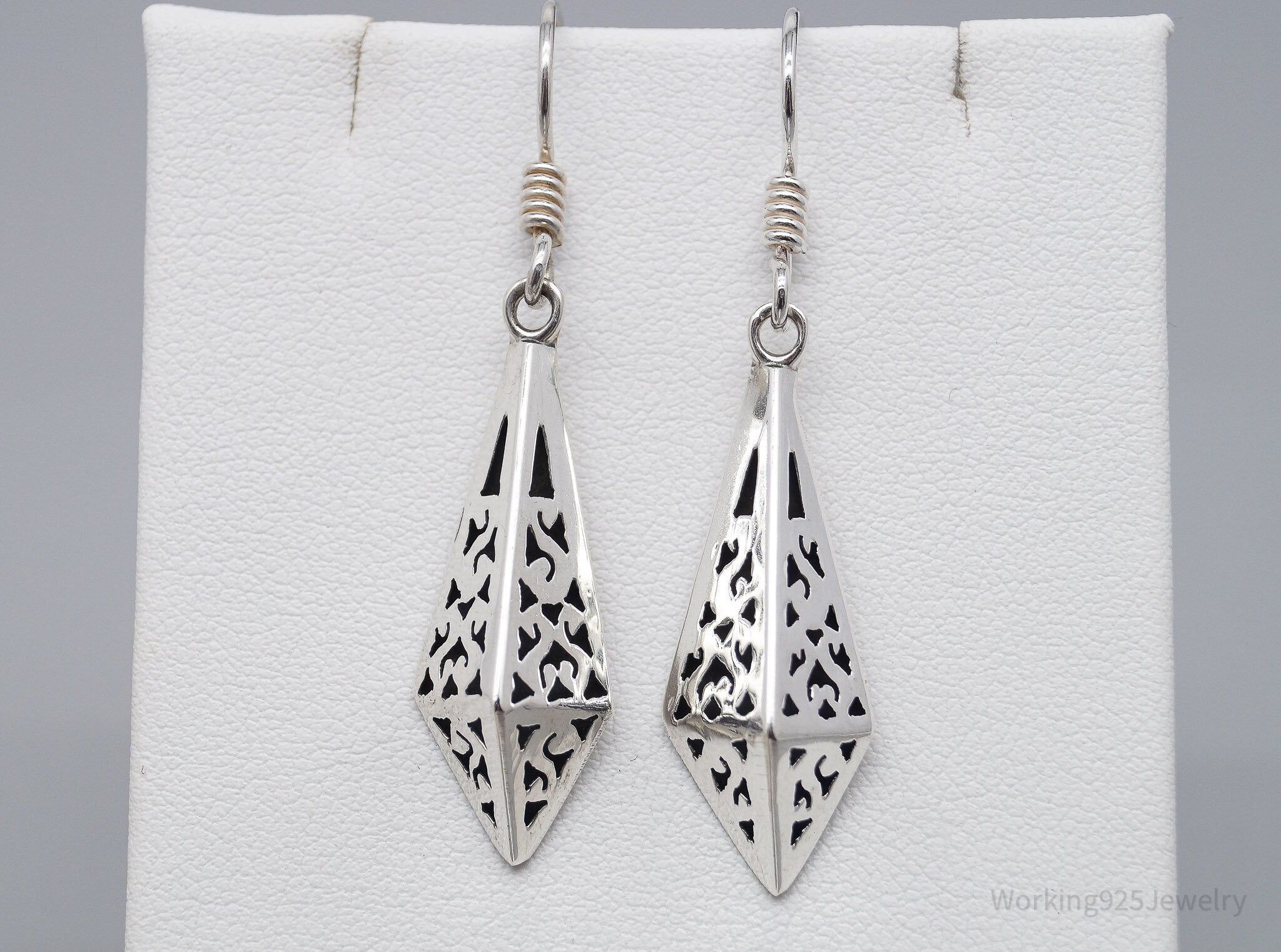 Vintage Filigree Cut Out Sterling Silver Earrings