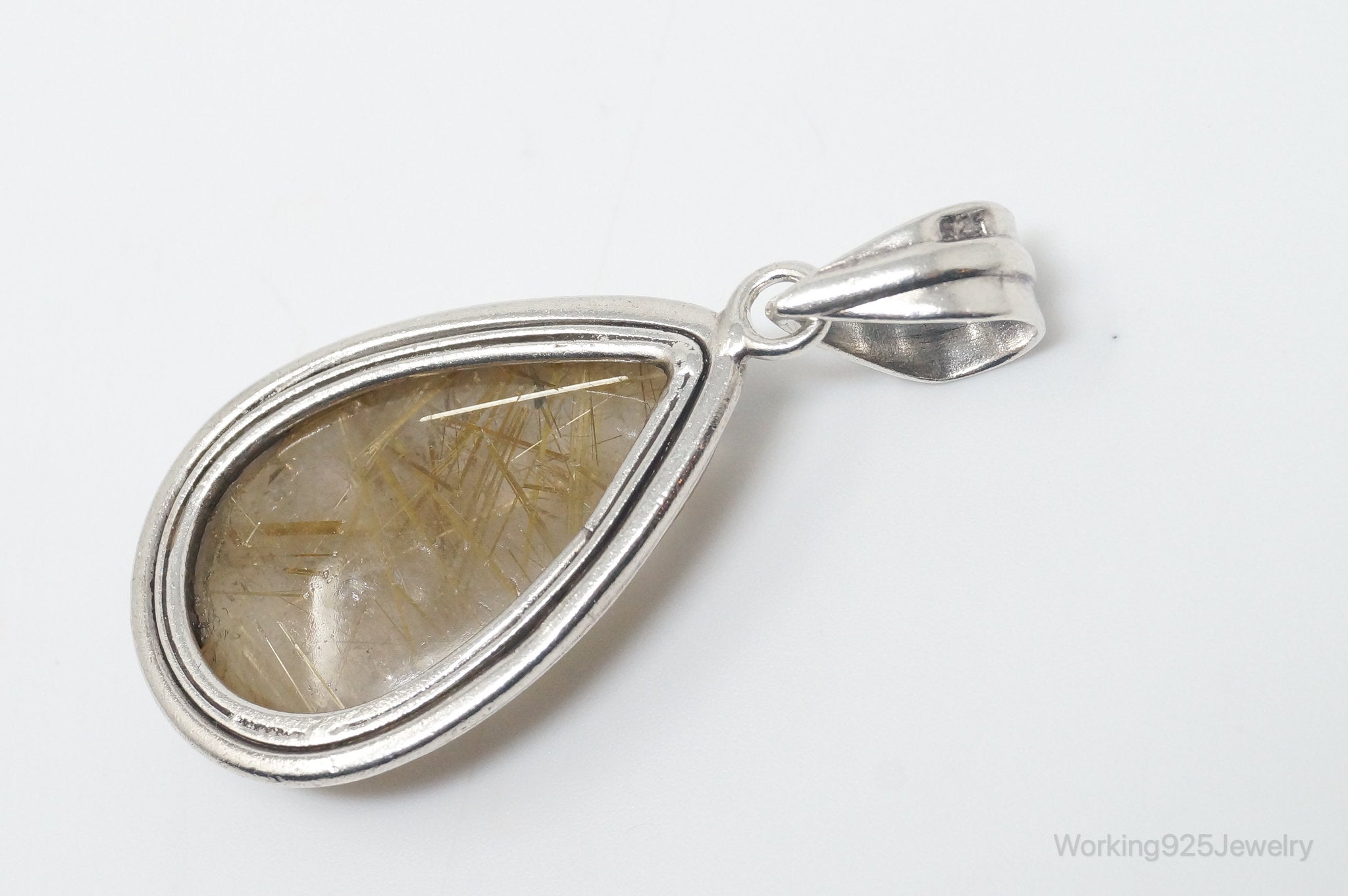 Vintage Rutilated Quartz Sterling Silver Southwestern Necklace Pendant