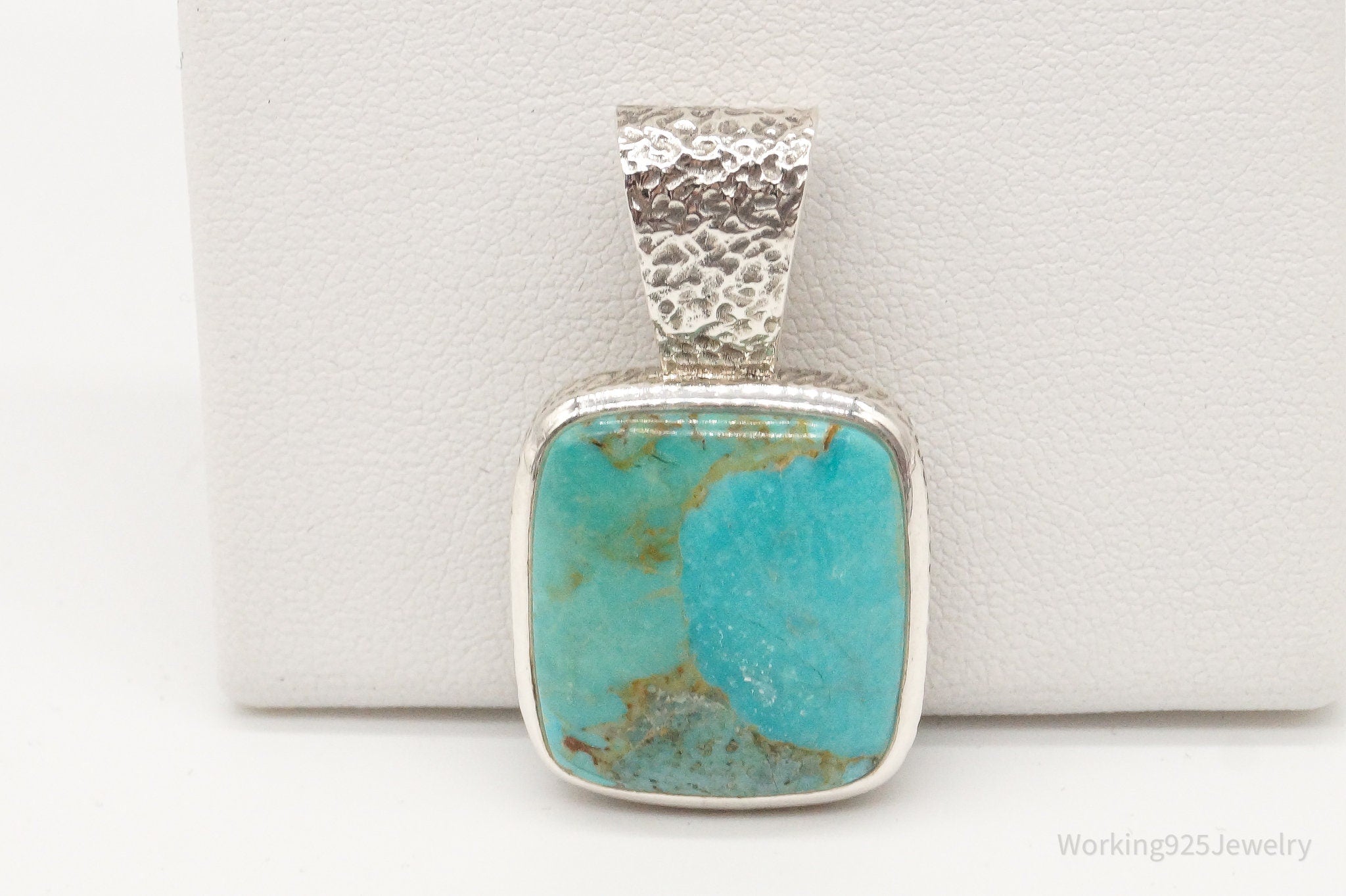 Vintage Thai Designer NK Turquoise Sterling Silver Pendant