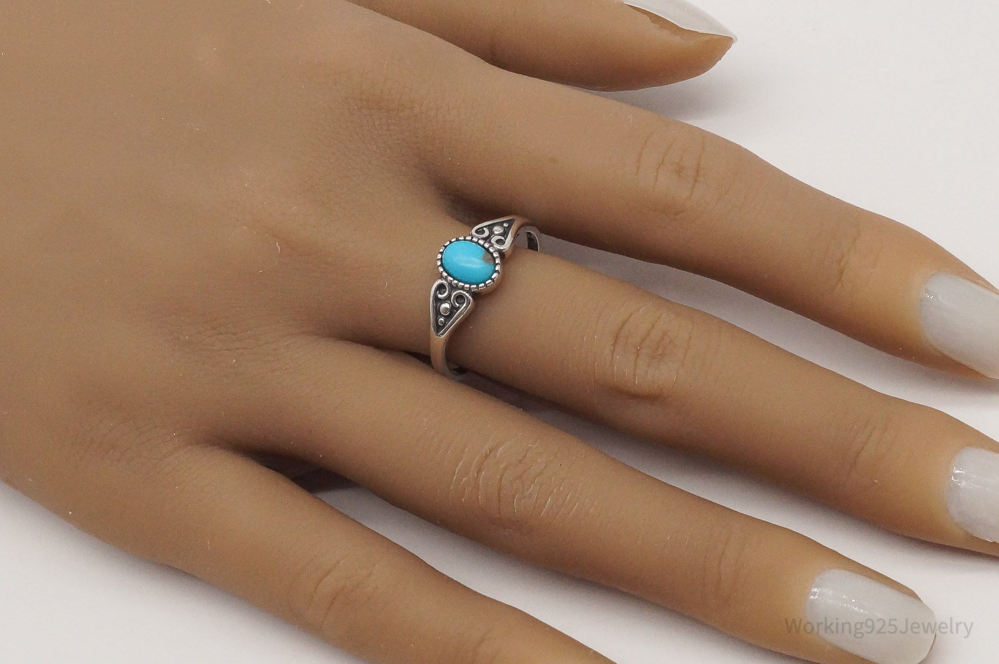 Vintage WMCO Turquoise Sterling Silver Ring - Size 10.25