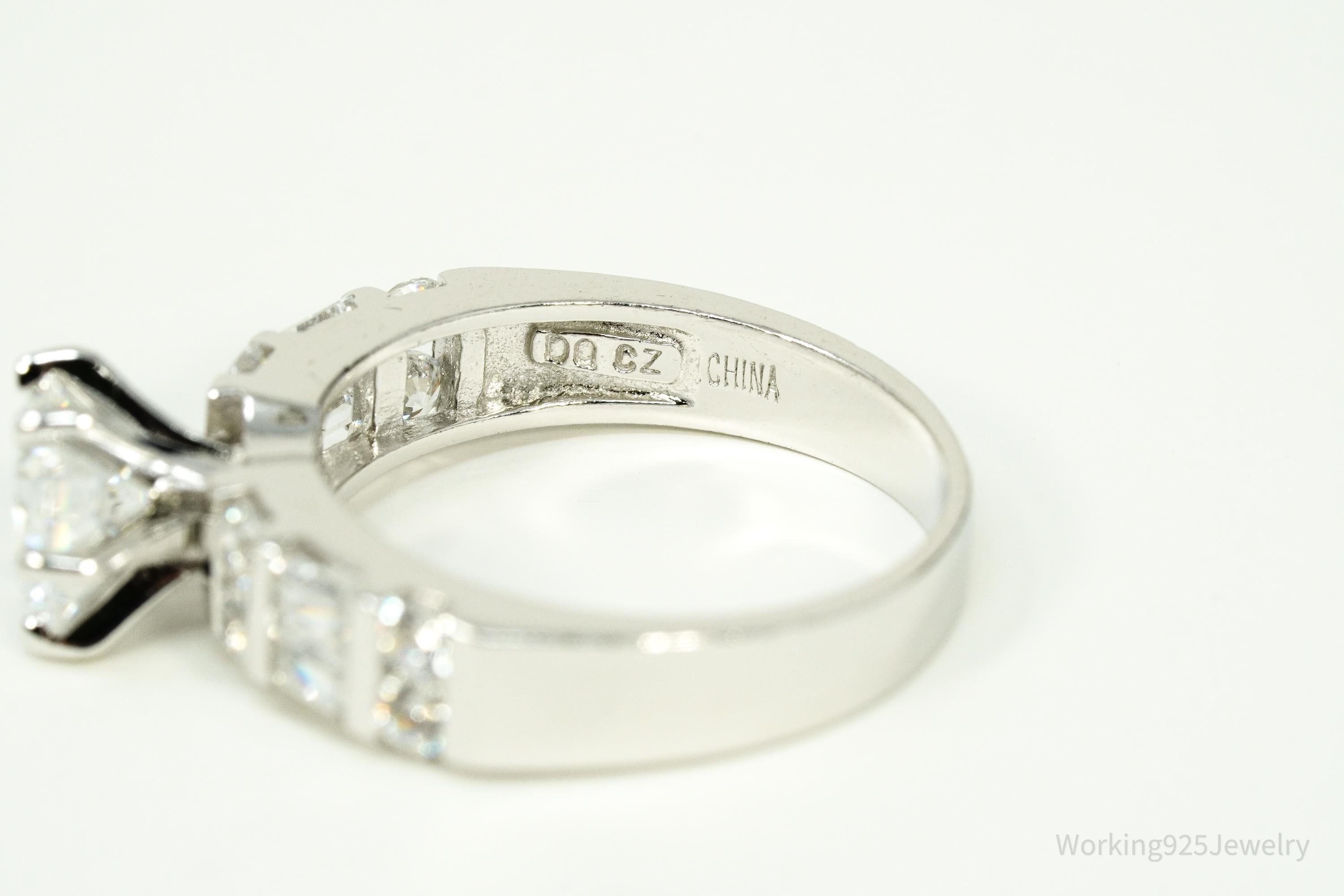 Vintage Diamonique Cubic Zirconia Sterling Silver Ring Size 6.25