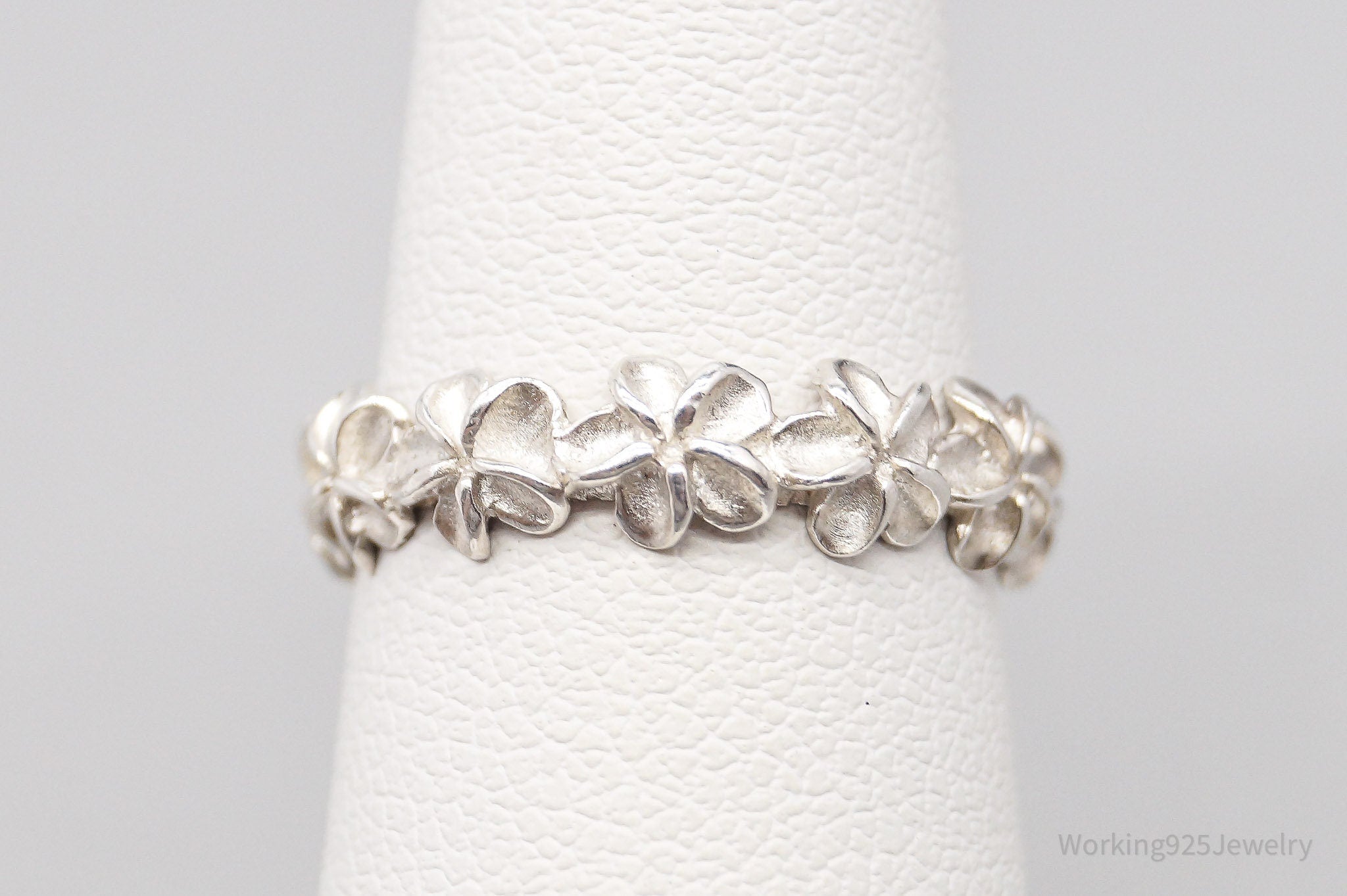 Vintage Ohana Flowers Sterling Silver Ring - Size 4.25