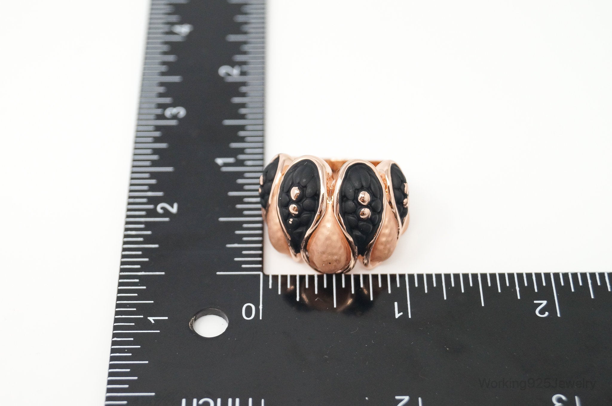 VTG Art Deco Style Rose Gold Enamel Statement Costume Ring Size 7.25