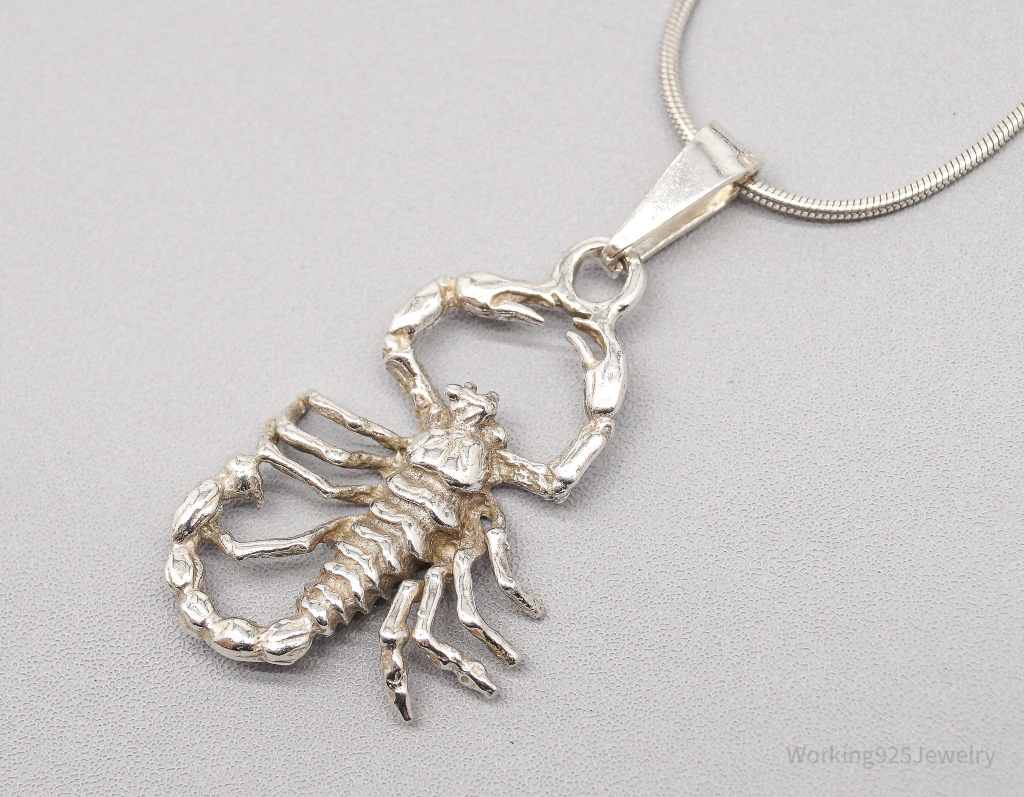 Vintage Scorpion Sterling Silver Necklace - 20"