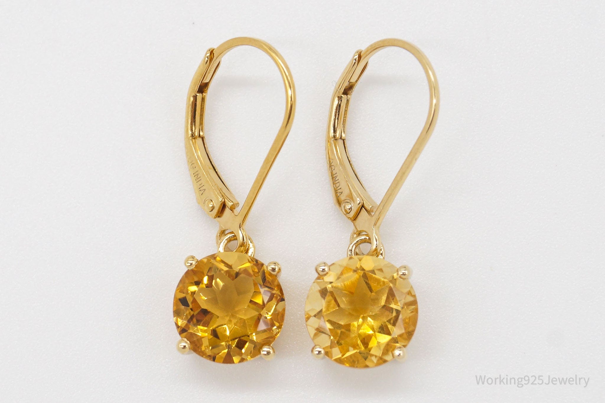 Vintage Citrine Yellow Gold Vermeil Over Sterling Silver Earrings