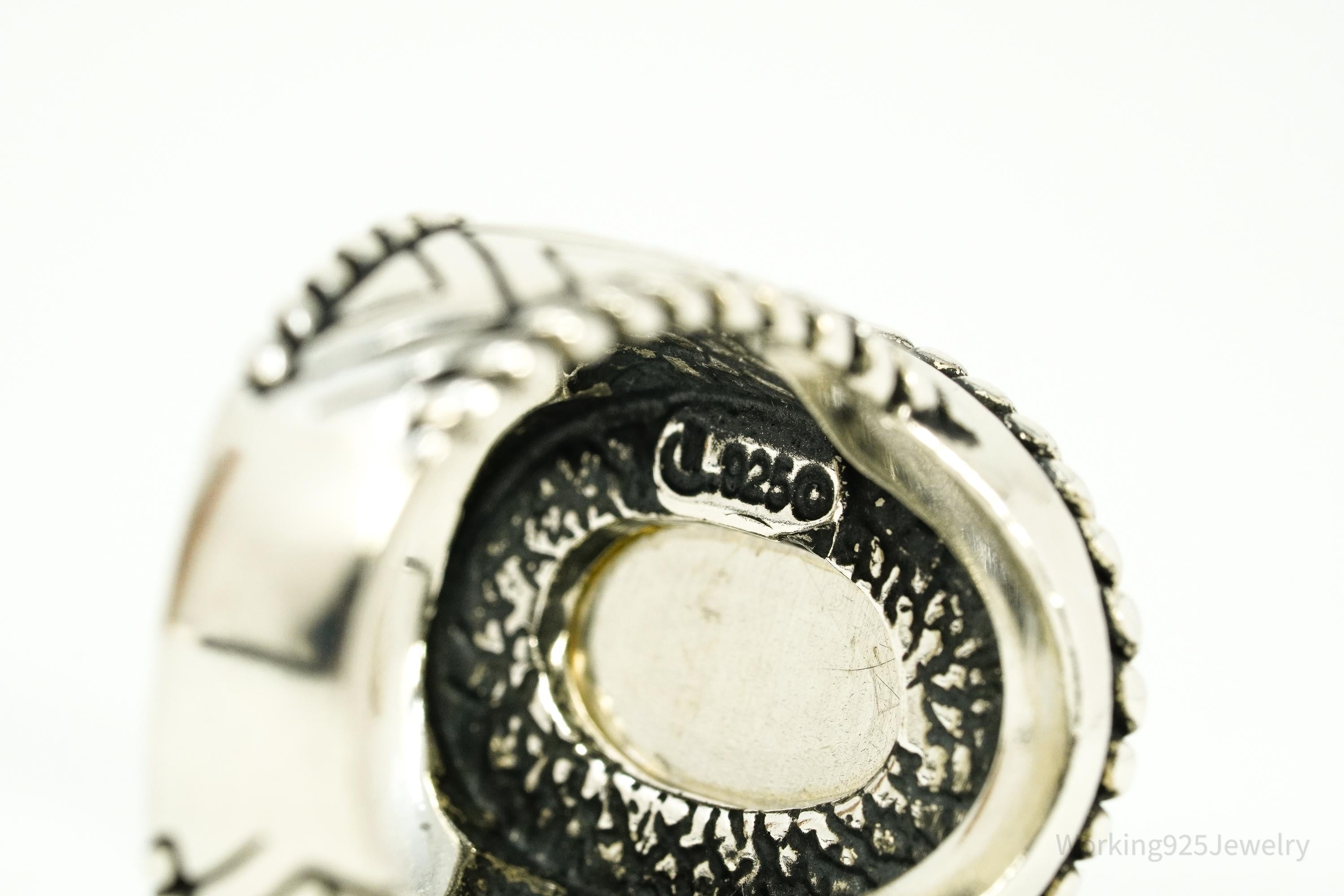Vintage Native Designer Carolyn Pollack Blue Lace Agate Sterling Silver Ring - Size 6.5