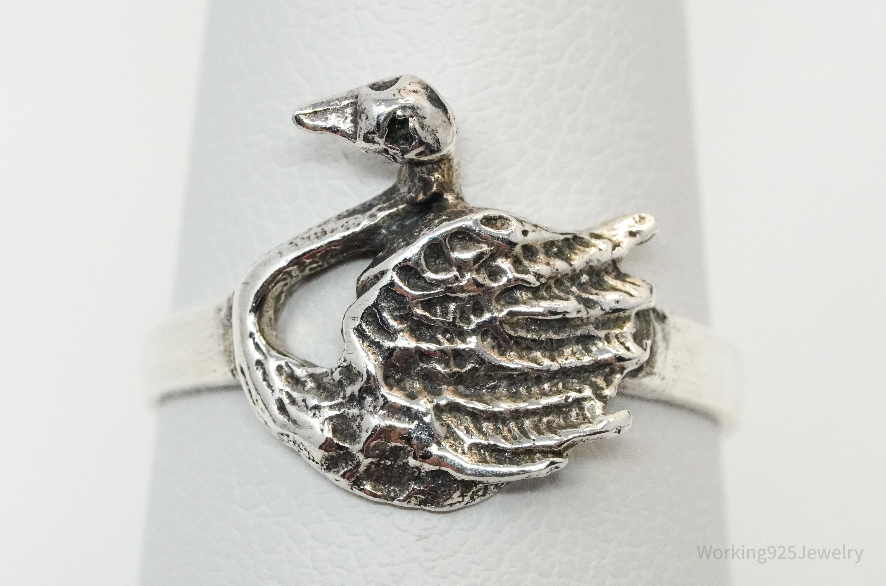 Vintage Swan Sterling Silver Ring - Size 7