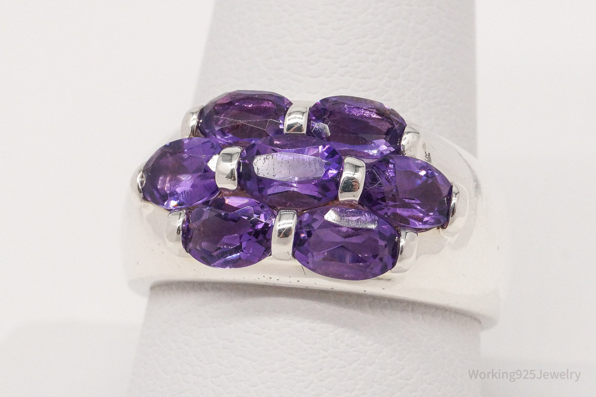 Vintage Amethyst Sterling Silver Ring - Size 9.75