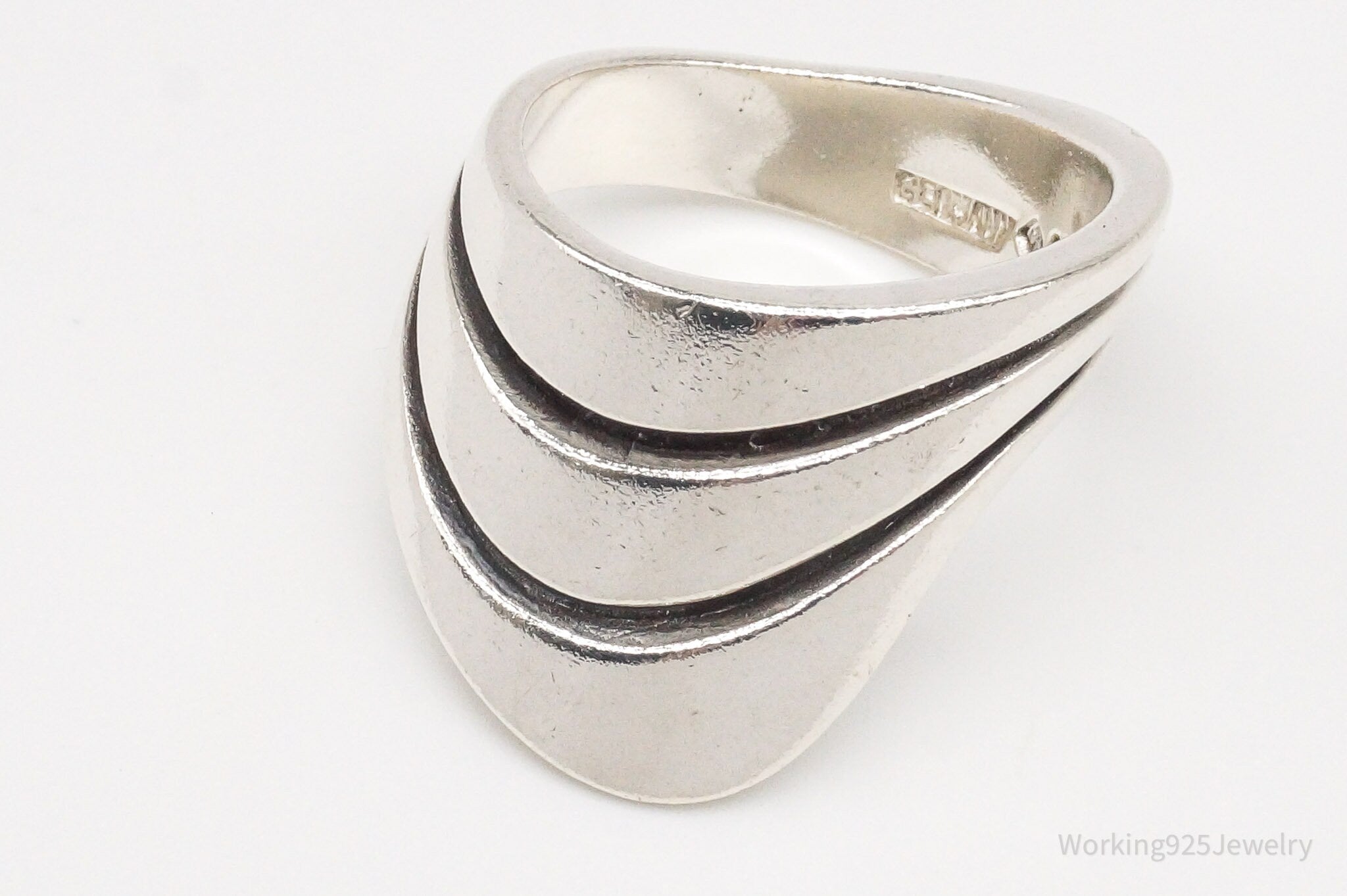 Rare Vintage German Modernist Sterling Silver Ring - Size 6.75